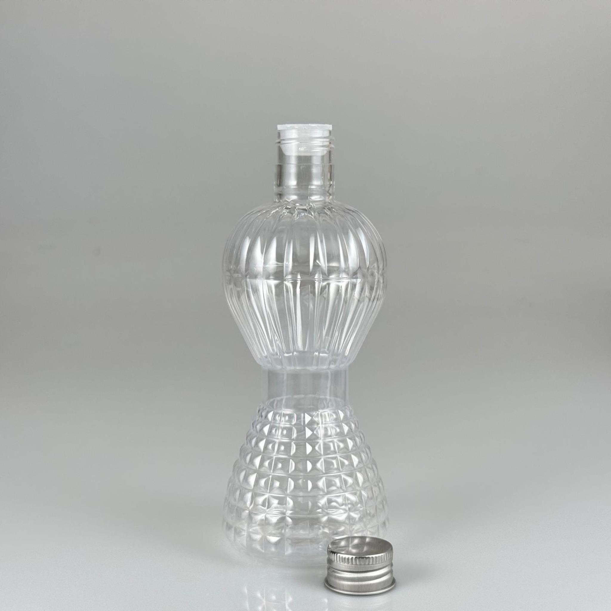 300 CC PIRLANTA ŞİŞE (CAMPET) 24 AĞIZ + KÖPÜK CONTALI GÜMÜŞ METAL ALÜMİNYUM KAPAK + KOLONYA TIPALI TAKIM - 300 ML KAPAKLI PLASTİK ŞİŞELER