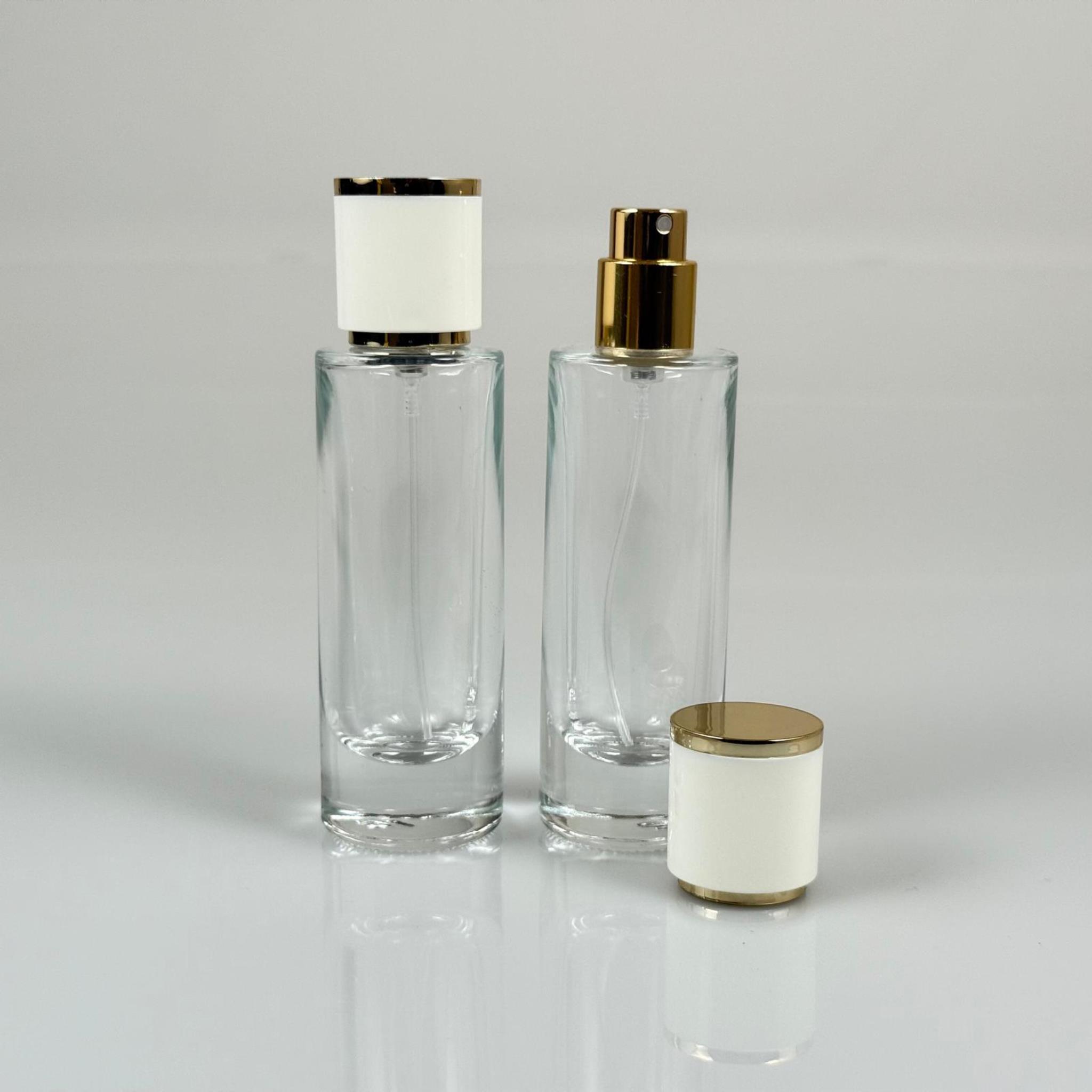30 ML SİLİNDİR UZUN MODEL PARFÜM ŞİŞESİ - GOLD METAL SPREYLİ + GOLD BEYAZ KAPAKLI (AĞIZ 15 MM GEÇME KOLAY KAPAMA)