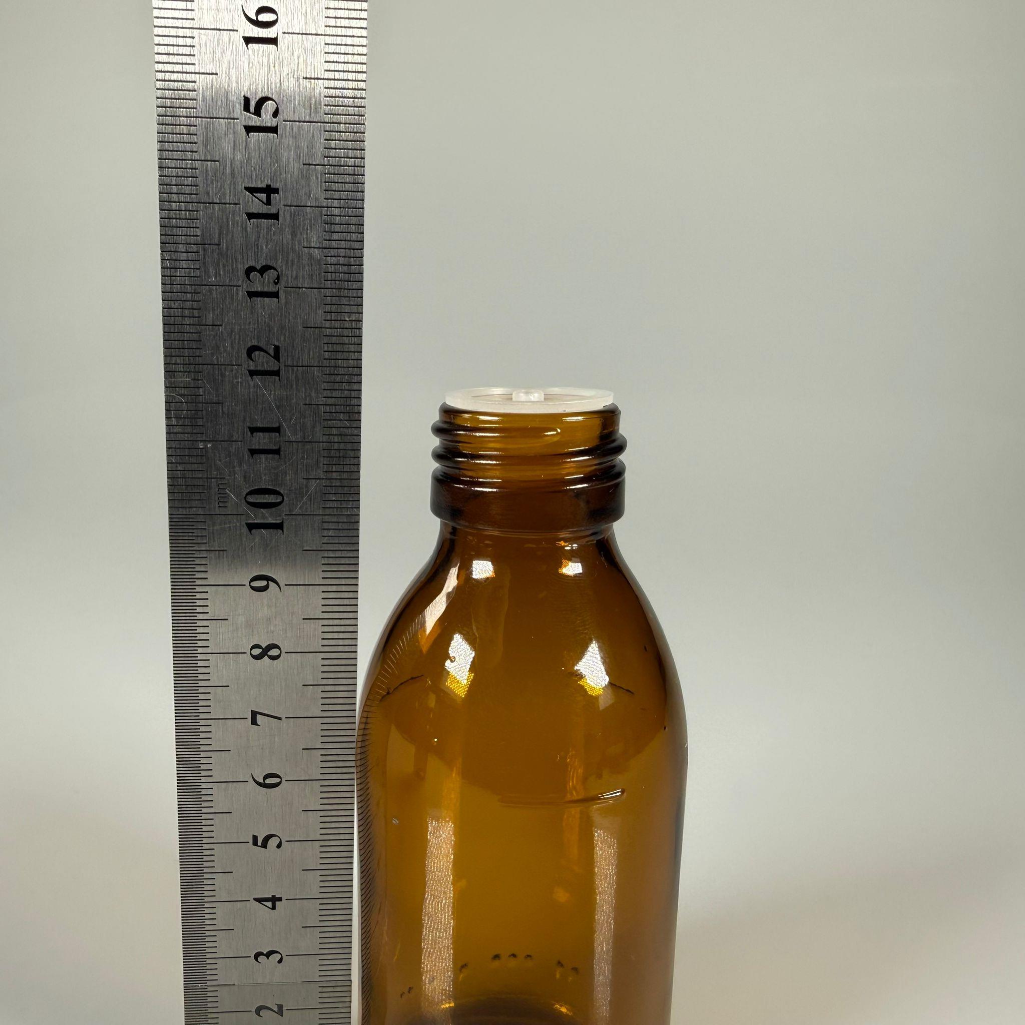 125 ML DOLUMU KOLAY, GENİŞ AĞIZLI İÇTEN DAMLALIKLI ŞİŞE (28 MM AĞIZ)  - 125 CC SİYAH CONTALI KAPAKLI İÇTEN DAMLALIKLI CAM ECZA ŞİŞESİ - AMBER KAHVERENGİ