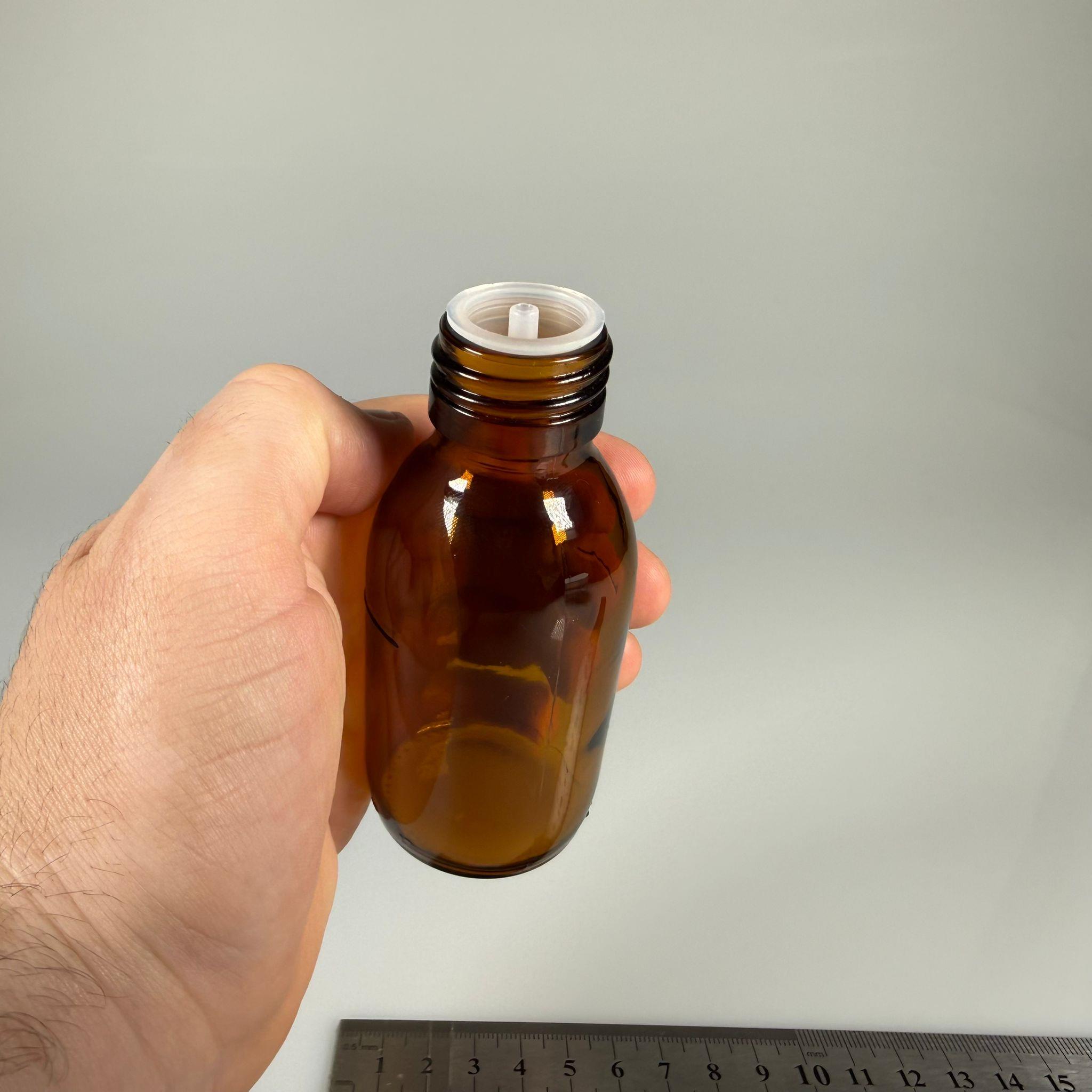 100 ML DOLUMU KOLAY, GENİŞ AĞIZLI İÇTEN DAMLALIKLI ŞİŞE (28 MM AĞIZ)  - 100 CC SİYAH CONTALI KAPAKLI İÇTEN DAMLALIKLI CAM ECZA ŞİŞESİ - AMBER KAHVERENGİ