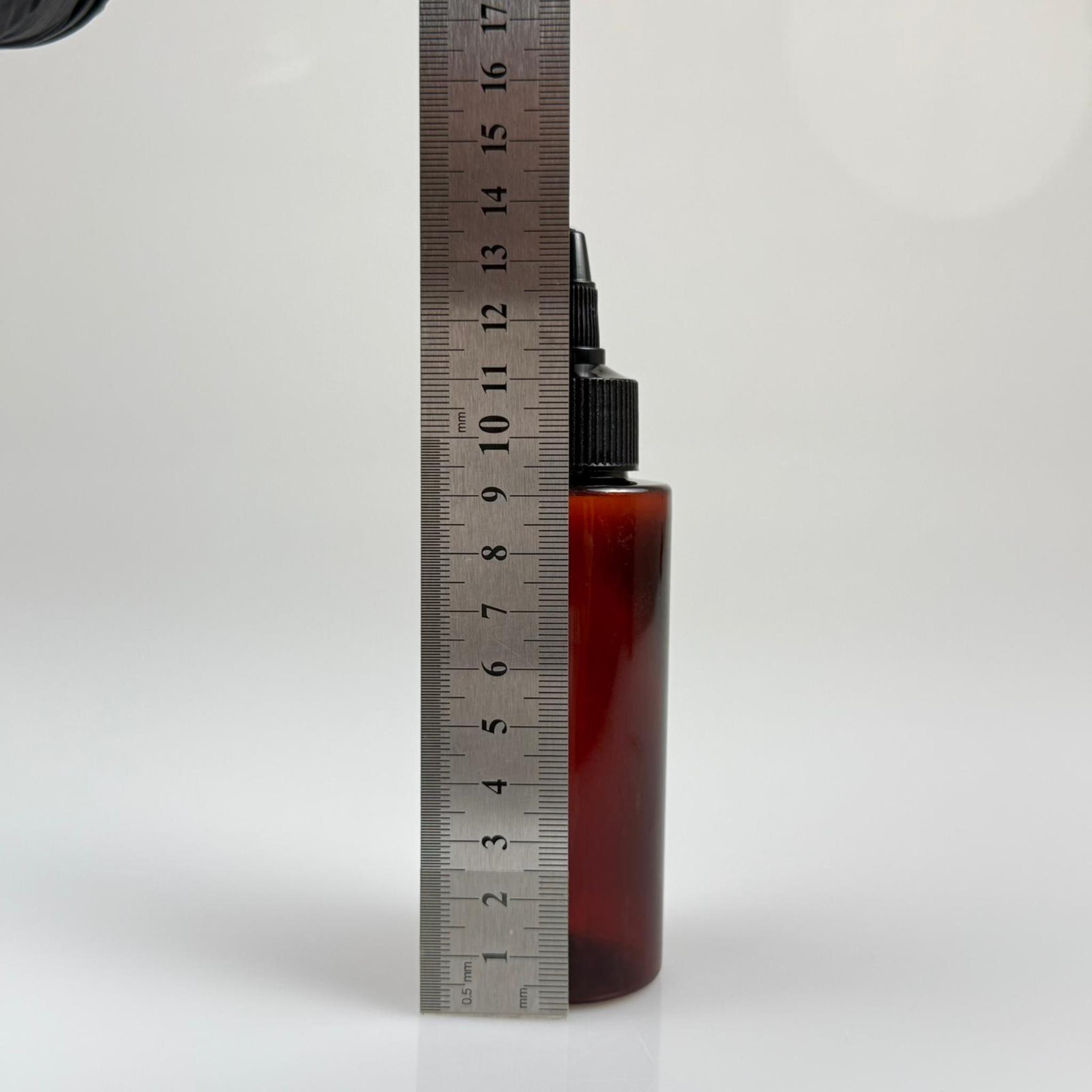 YAĞ, SOS, ACI SOS, SİRKE, SRIRACHA, MÜREKKEP, TUTKAL AKITICI VB BOŞ ŞİŞELERİ - SİYAH SİVRİ TWİST AKITICI KAPAK + 100 ML KÜT AMBER SERT PET PLASTİK ŞİŞE TAKIM