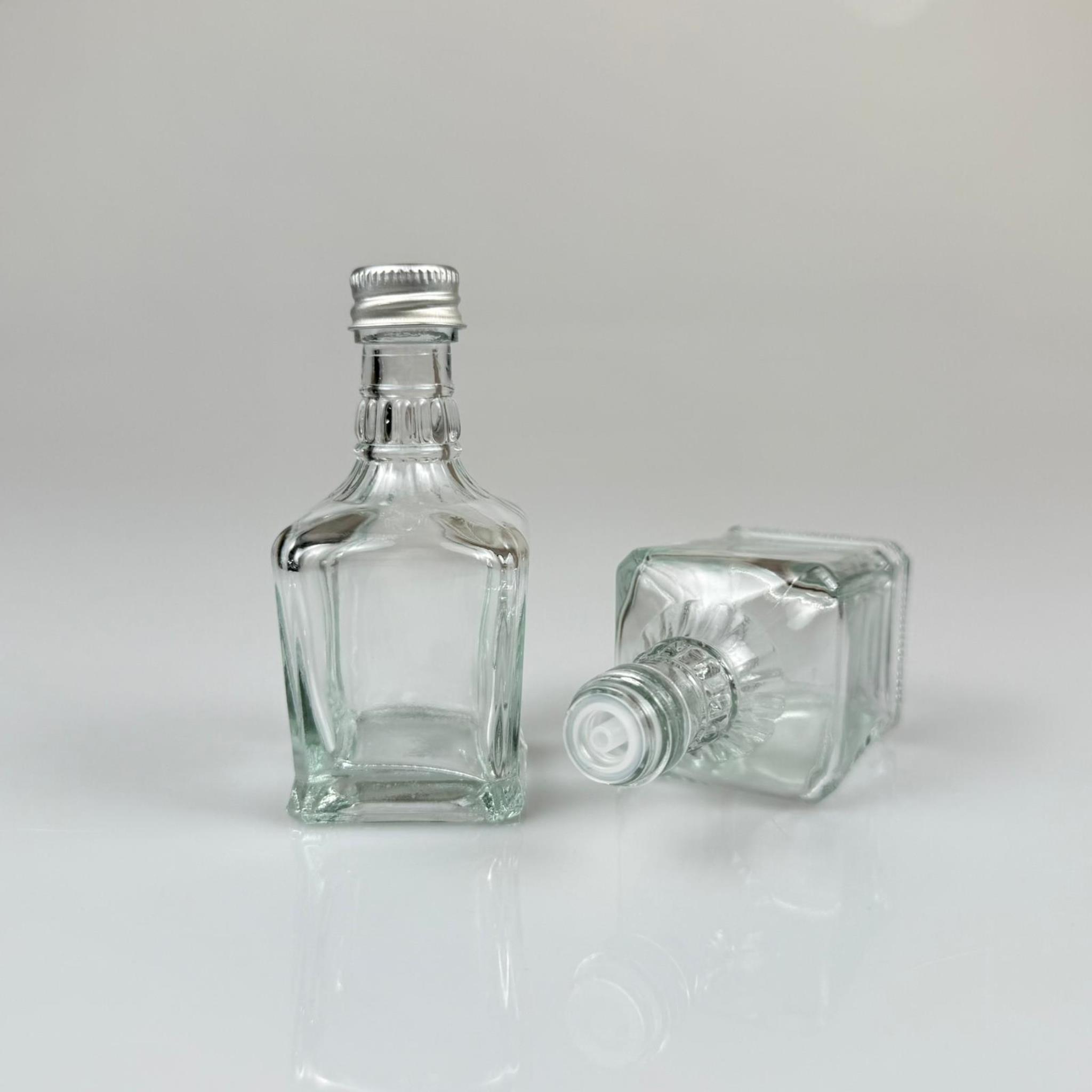50 CC BOĞAZLI KONİK CAM ŞİŞE - GÜMÜŞ METAL KAPAKLI KOLONYA TIPALI - 50 ML PRESTİJLİ ŞİŞE