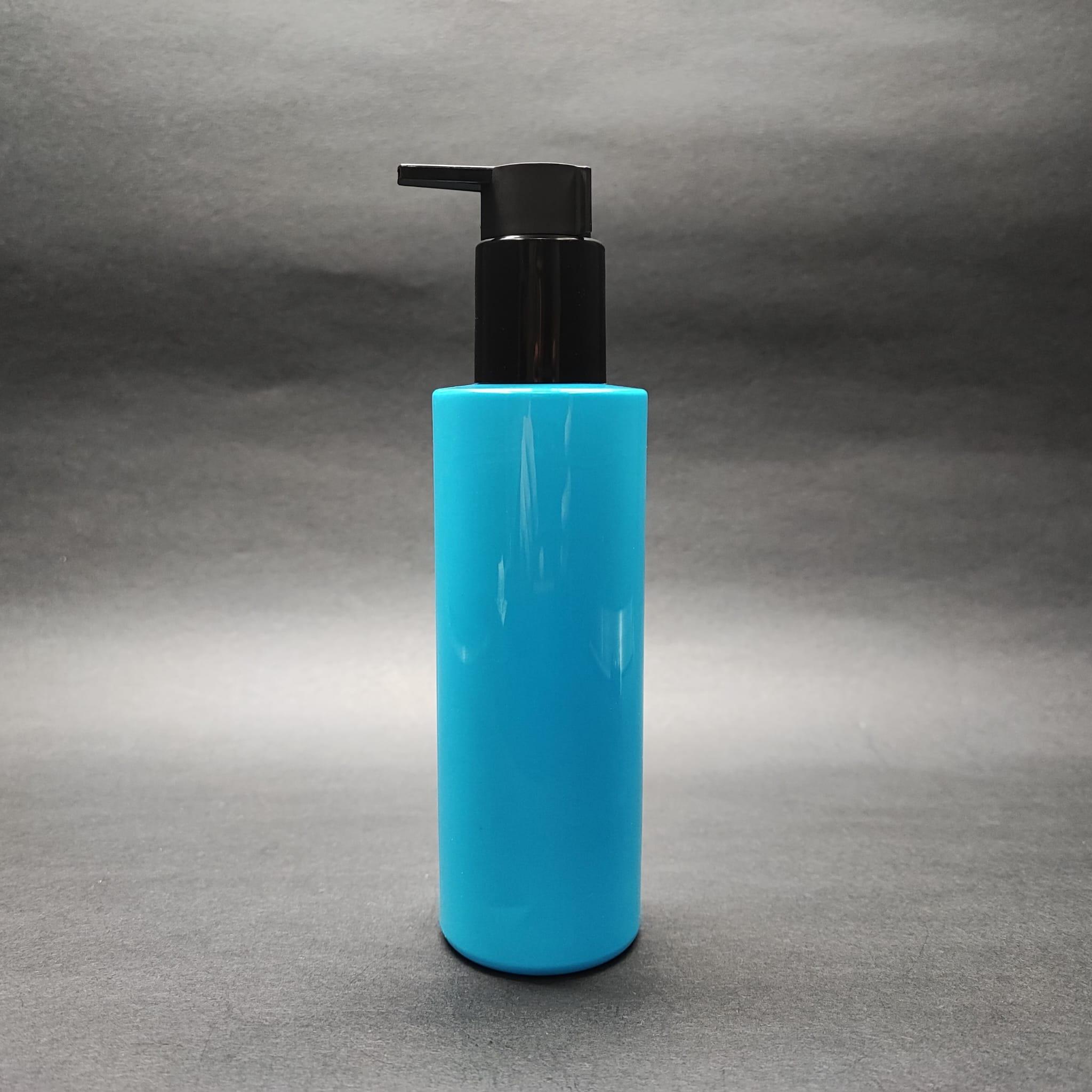 200 CC KÜT BOYUNLU UZUN SİLİNDİR PET ŞİŞE (24 GR) - SİYAH XAVIER LOSYON POMPALI - 200 ML PLASTİK ŞİŞE - MAVİ