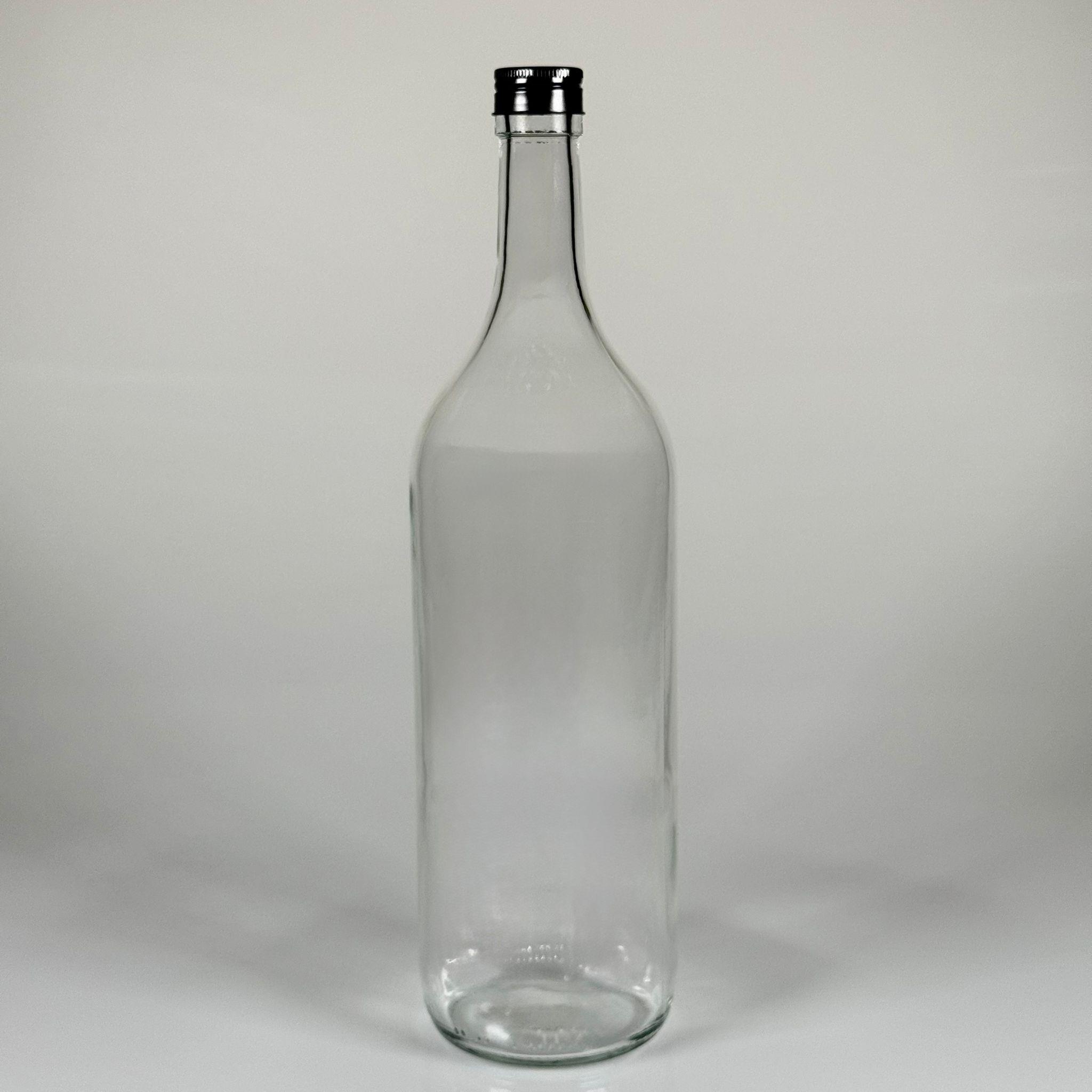 1500 CC ŞEFFAF CAM ŞİŞE - SİYAH METAL ALÜMİNYUM KAPAKLI - 1500 ML YAĞ ŞİŞESİ - SİRKE ŞİŞESİ - 1,5 LİTRE CAM ŞİŞE