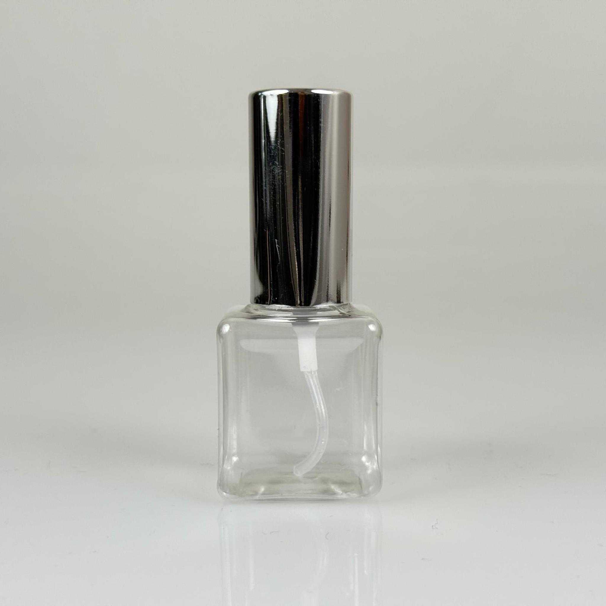 35 ML PET KOLONYA, PARFÜM VB ŞİŞELERİ - METAL ALÜMİNYUM GÜMÜŞ KAPAK + VİDALI SPREY + 35 CC KARE ŞİŞE SET TAKIM