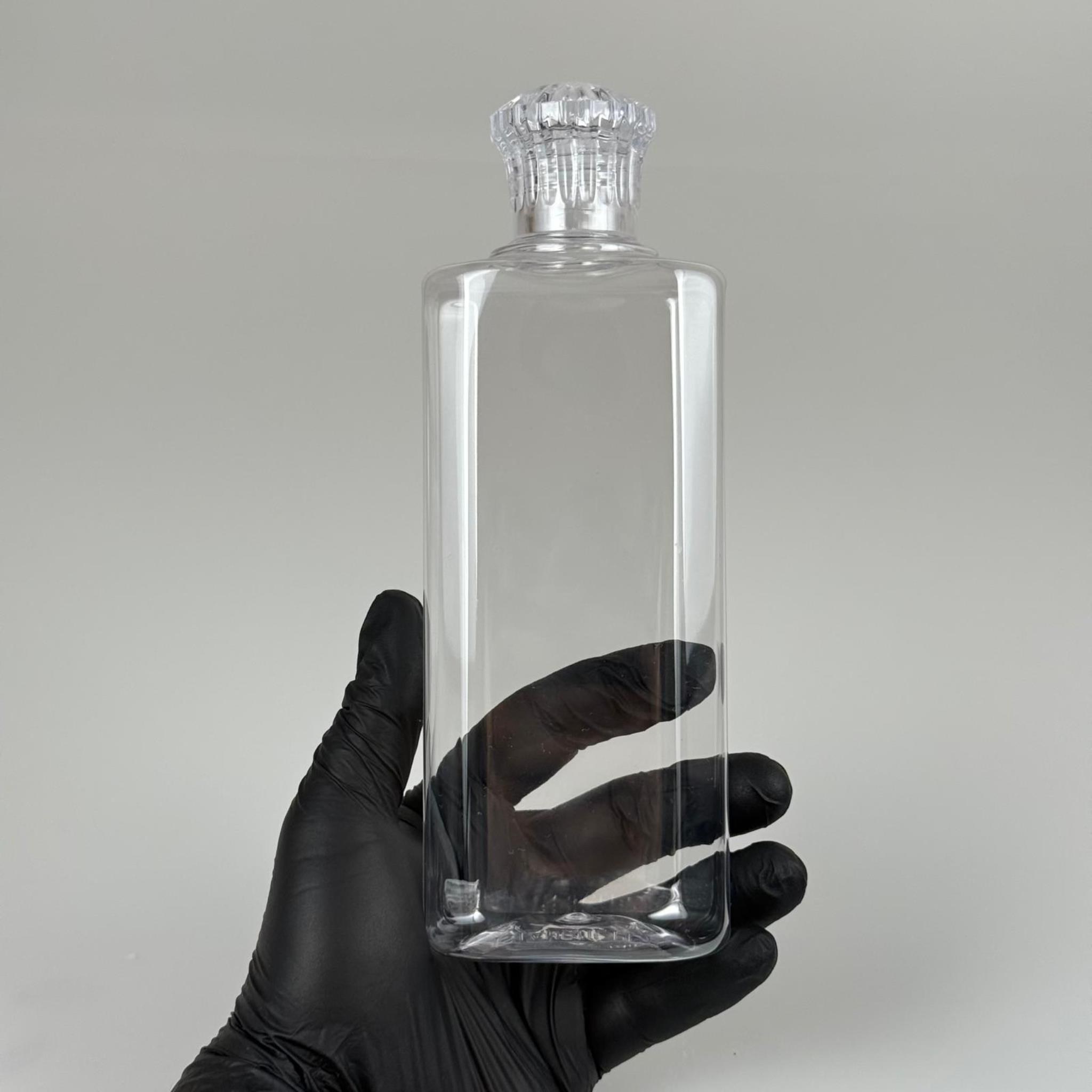 400 CC YASSI MODEL PET ŞİŞE - KRİSTAL KAPAKLI TIPALI - 400 ML PLASTİK KOLONYA ŞİŞESİ