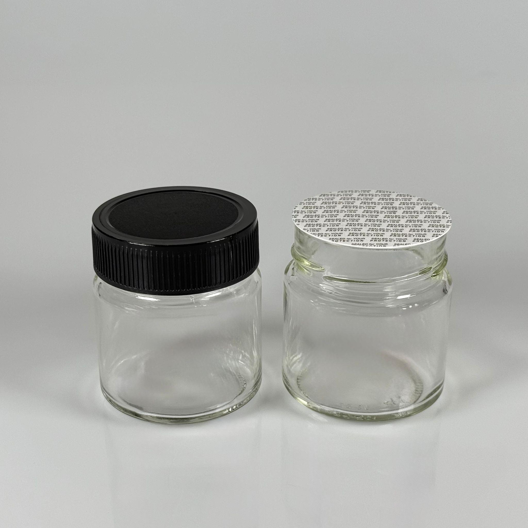 255 CC CAM KAVANOZ - SİYAH PLASTİK DERİN ÜSTÜ KUMLAMA KAPAKLI + KENDİNDEN YAPIŞKANLI KÖPÜK CONTALI - 255 ML CAM KAVANOZLARI