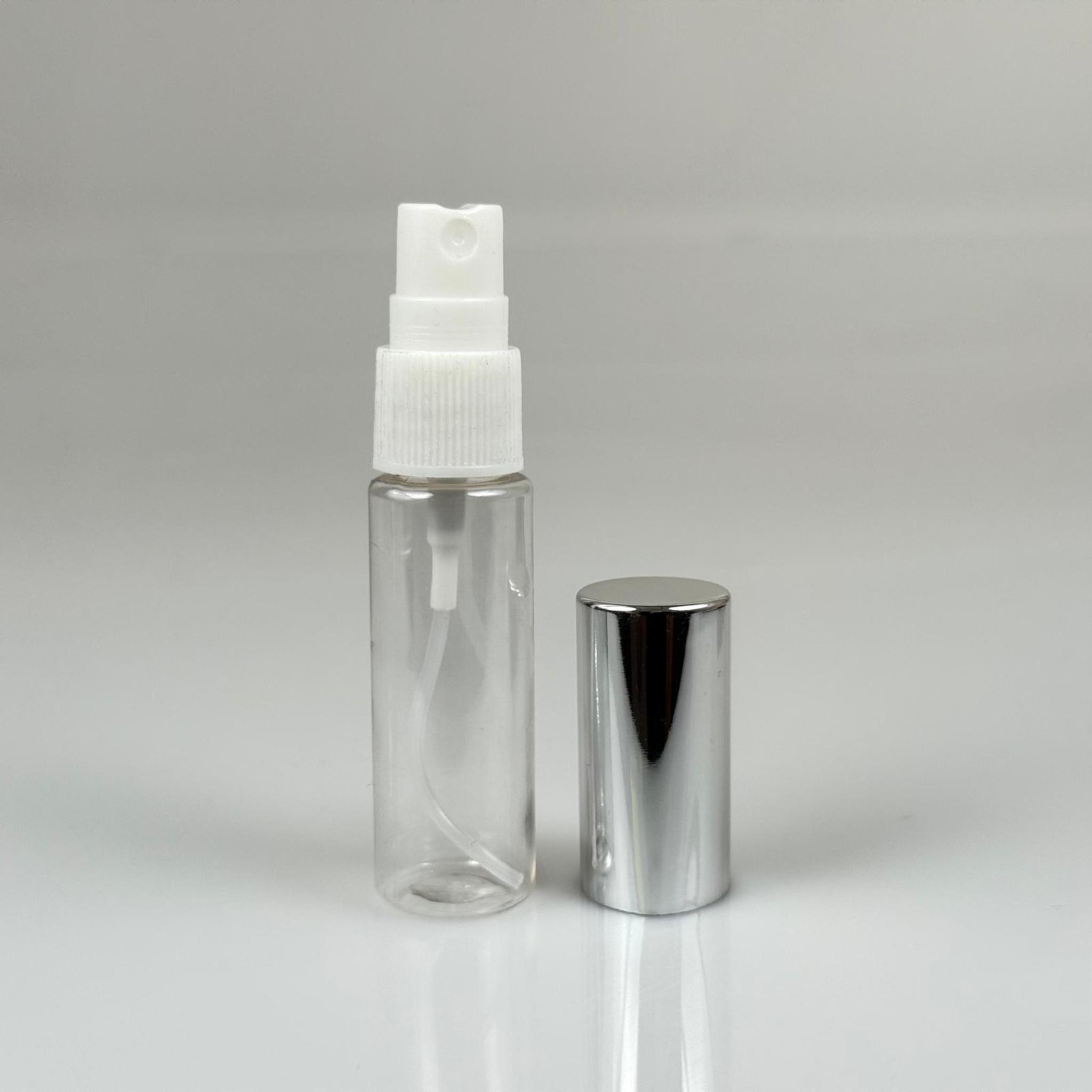 20 ML PET KOLONYA, PARFÜM VB ŞİŞELERİ - METAL ALÜMİNYUM GÜMÜŞ KAPAK + VİDALI SPREY + 20 CC SHOT ŞİŞE SET TAKIM