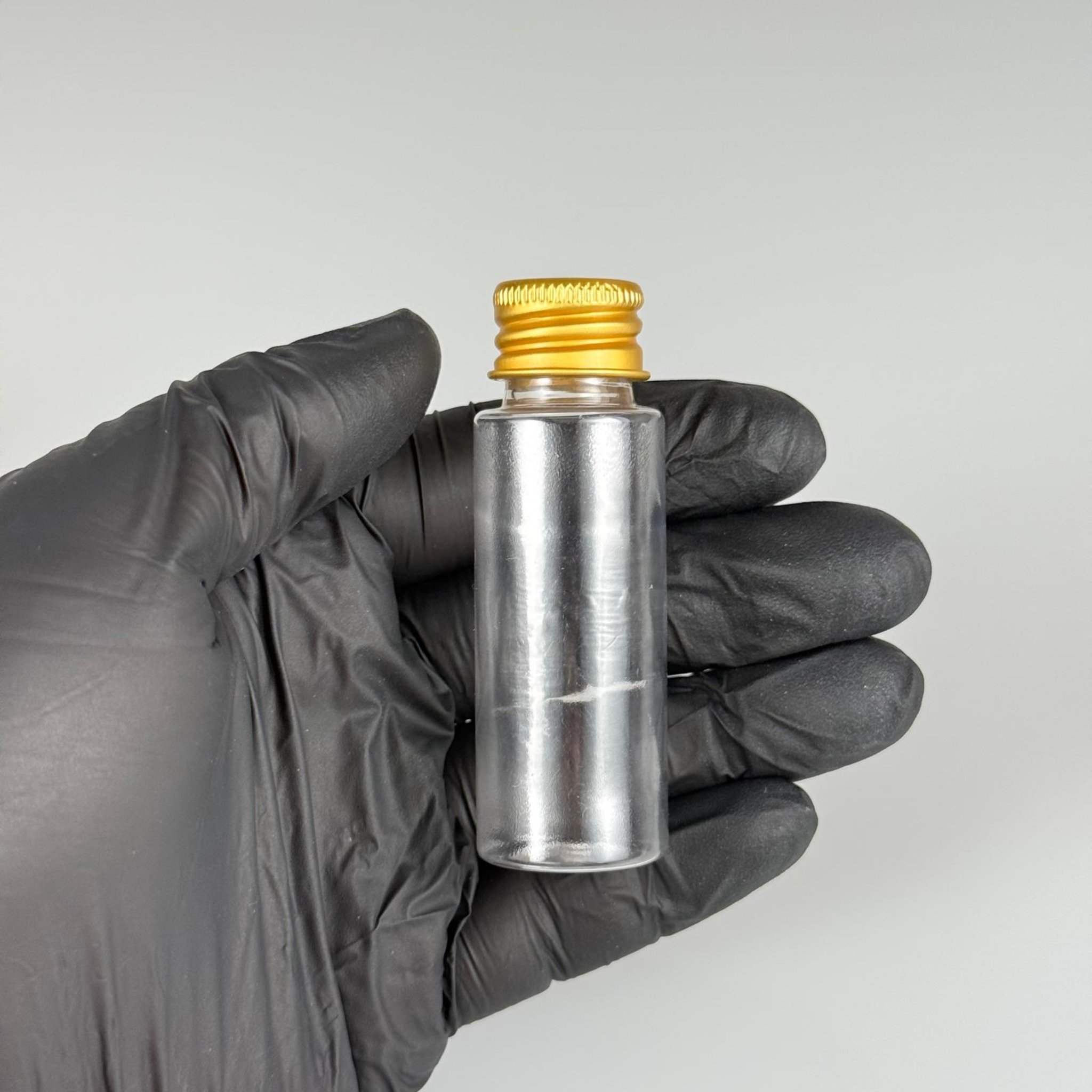 20 CC ŞEFFAF PET SHOT ŞİŞE - KÖPÜK CONTALI GOLD ALÜMİNYUM METAL KAPAKLI TAKIM - 20 ML PLASTİK ŞİŞE