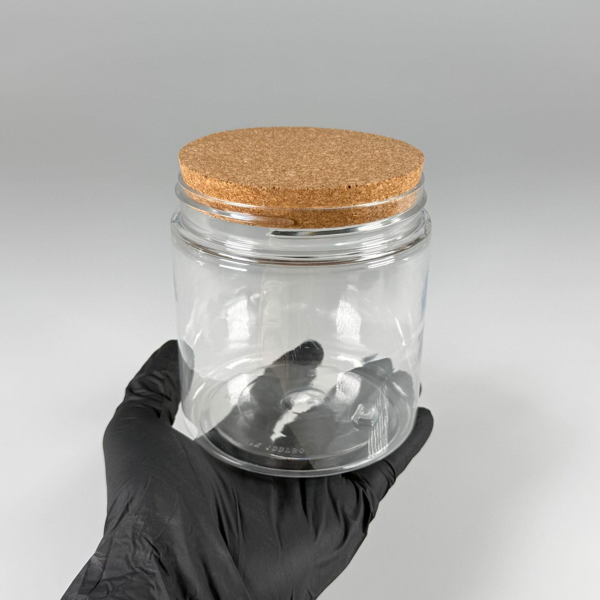 AHŞAP KAPAKLI PLASTİK SAKLAMA KABI - 750 ML SERT PET KAVANOZ + AHŞAP MANTAR KAPAK SET - mutfak, raf düzenleyicileri