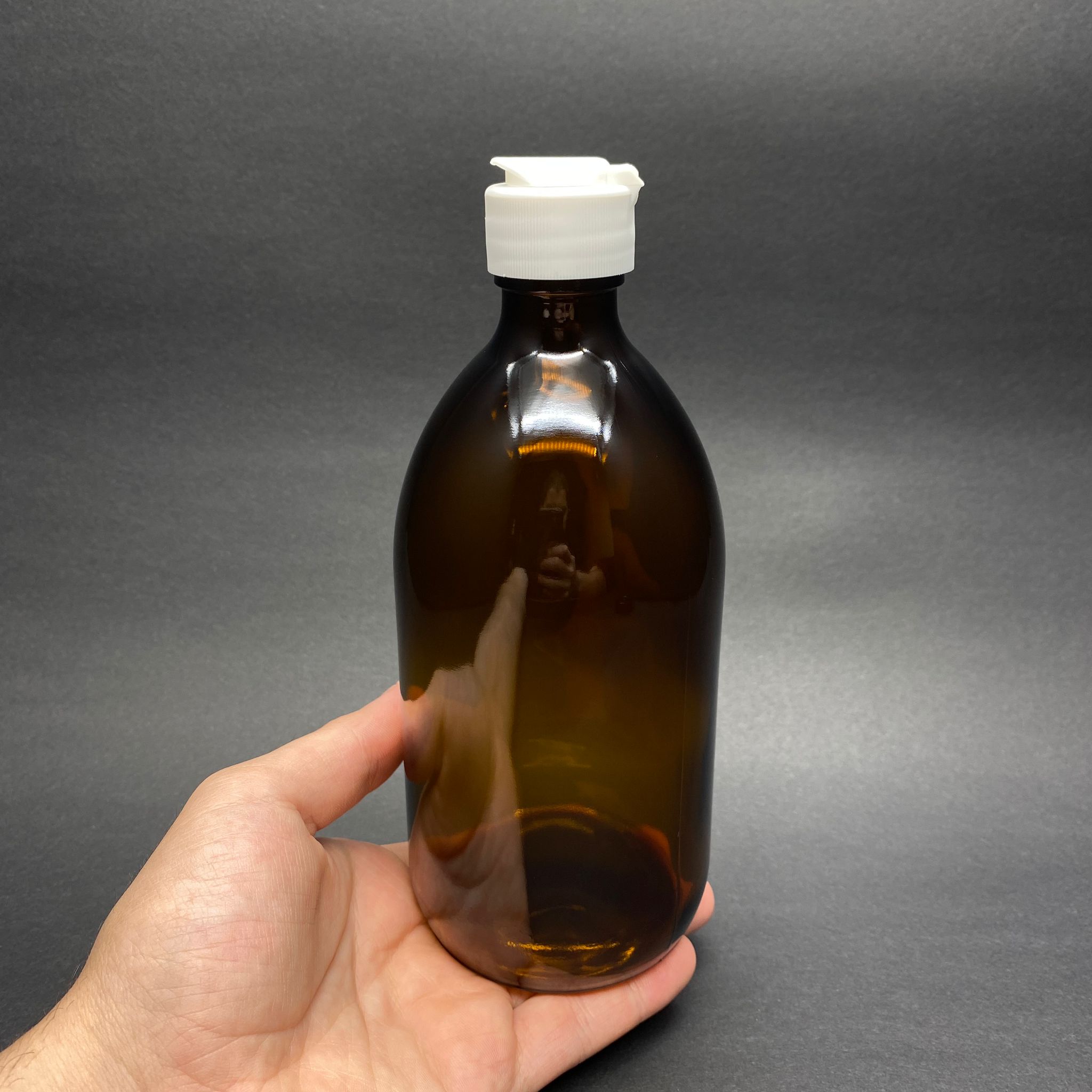 500 CC AMBER TOMBUL ÖZEL SERİ CAM ŞİŞE - AKITICILI BEYAZ FLİPTOP KAPAKLI - 500 ML CAM ECZA ŞİŞESİ - KAHVERENGİ