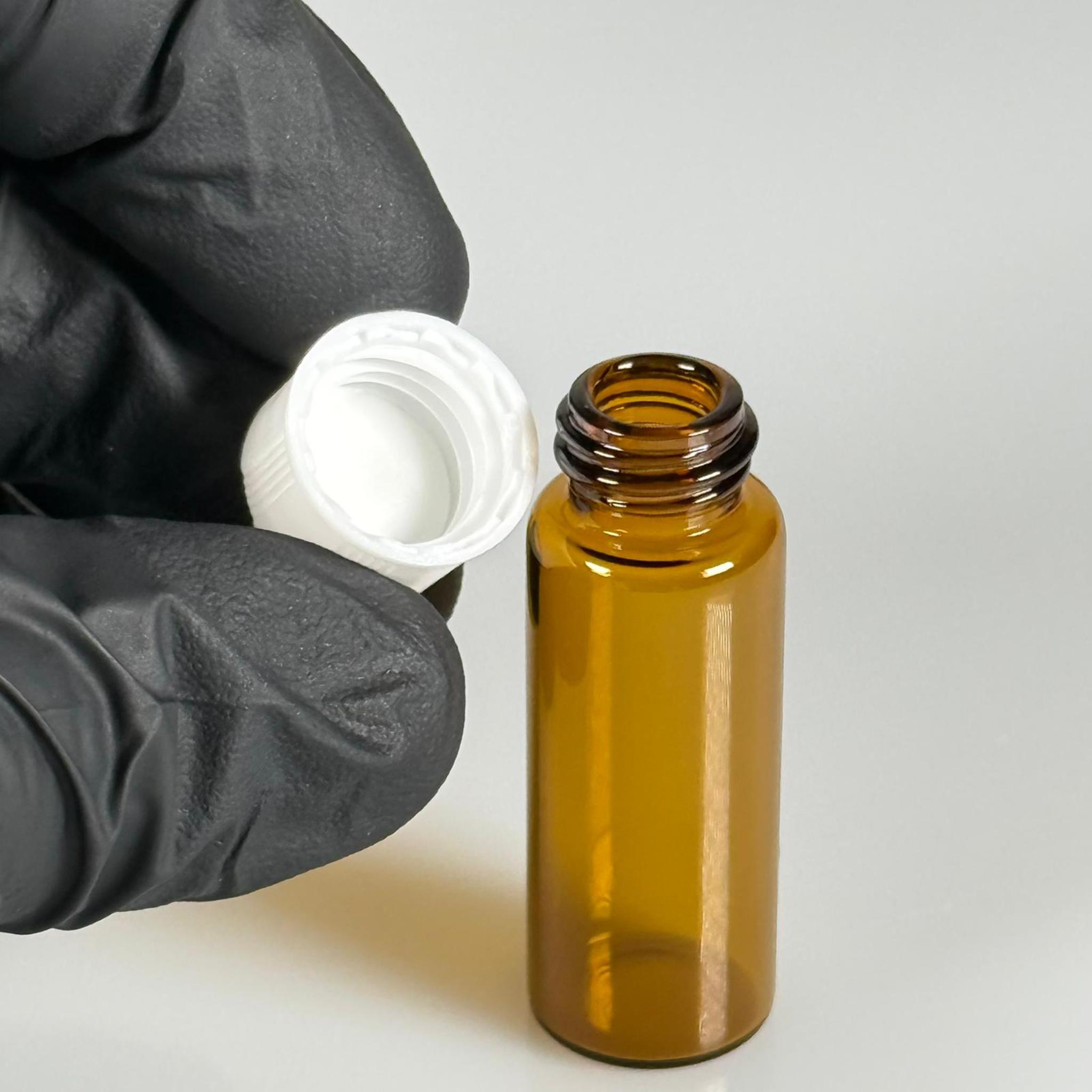 5 CC AMBER CAM ŞİŞE - BEYAZ KAPAKLI - 5 ML KAPAKLI CAM ŞİŞE