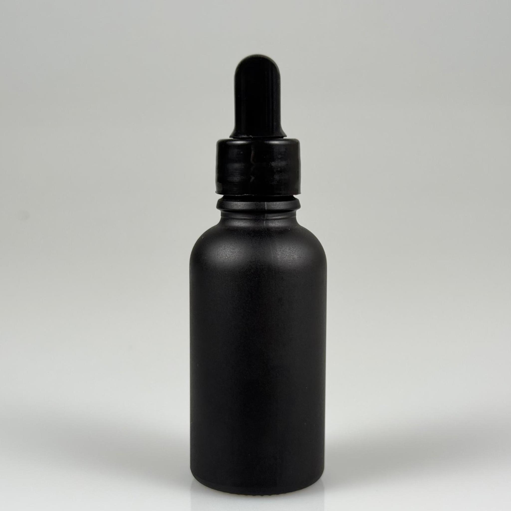 30 CC MAT SİYAH İNCE UÇLU CAM DAMLALIKLI ŞİŞE - SİYAH EMZİK + SİYAH DÜZ KAPAK + CAM PİPET TAKIM - 30 ML MAT SİYAH İNCE UÇLU DAMLALIKLI ŞİŞE SETİ