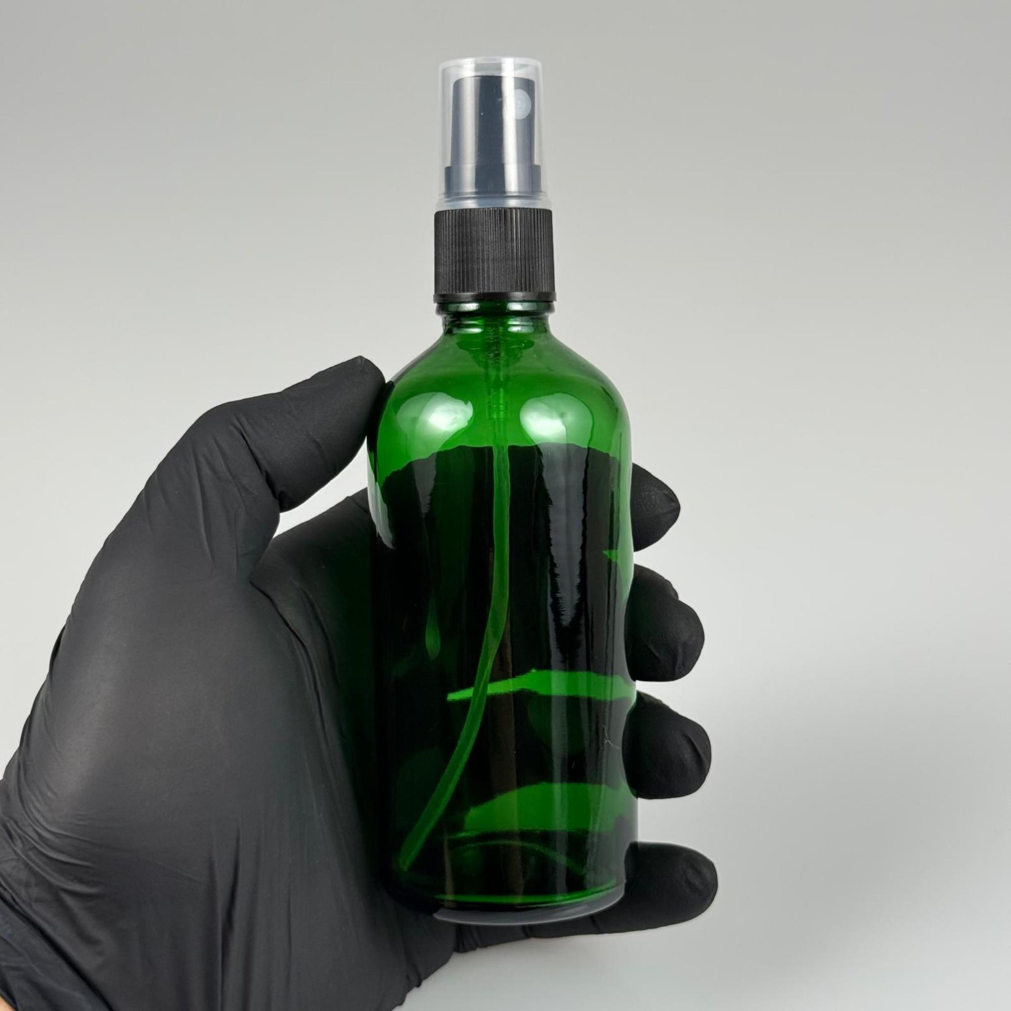 100 CC YEŞİL CAM ŞİŞE SİYAH SPREYLİ TAKIM - 100 ML SPREYLİ ŞİŞE