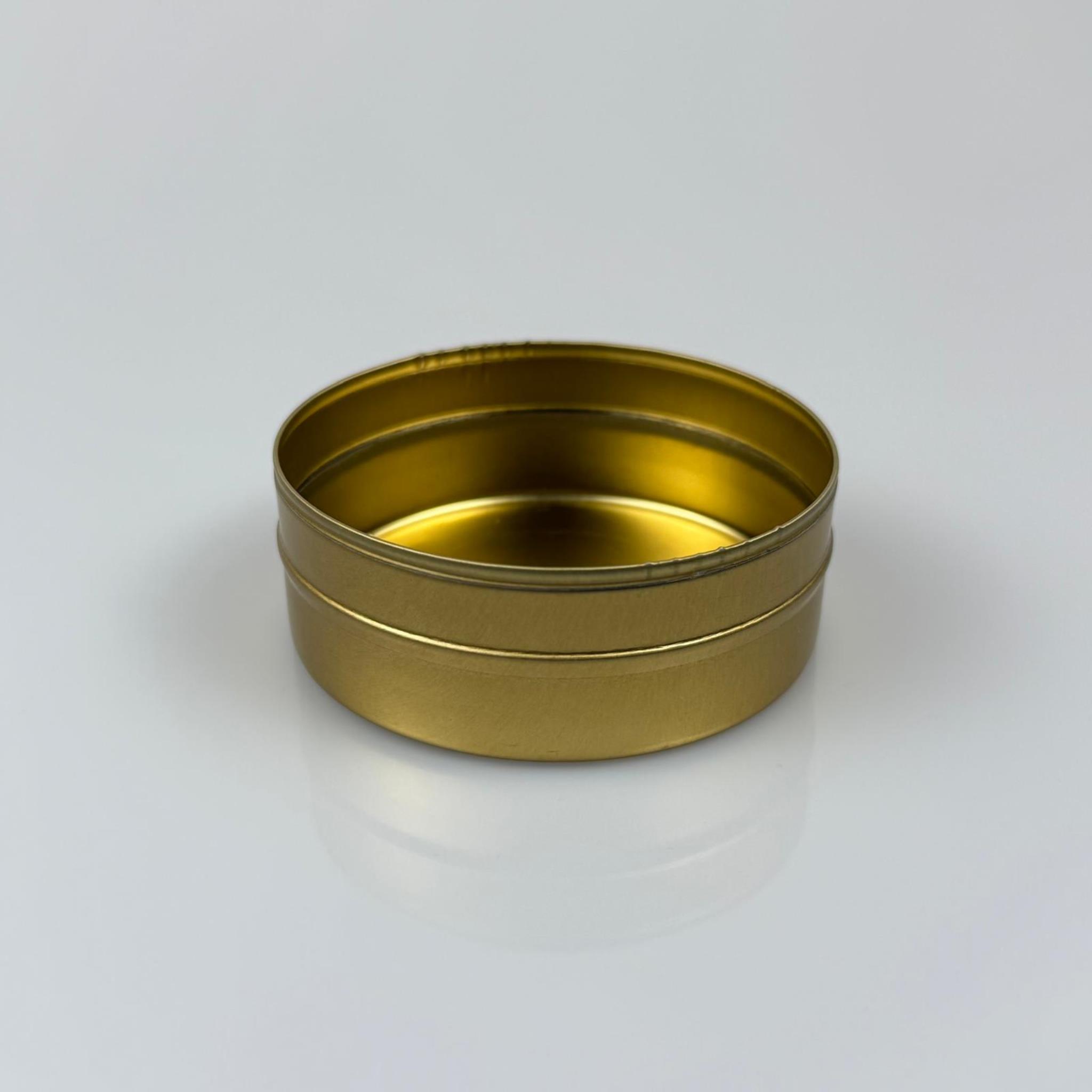 100 CC TENEKE KUTU - GOLD - KAPAKSIZ - METAL AMBALAJ - MUM TENEKESİ 74 X 27 MM