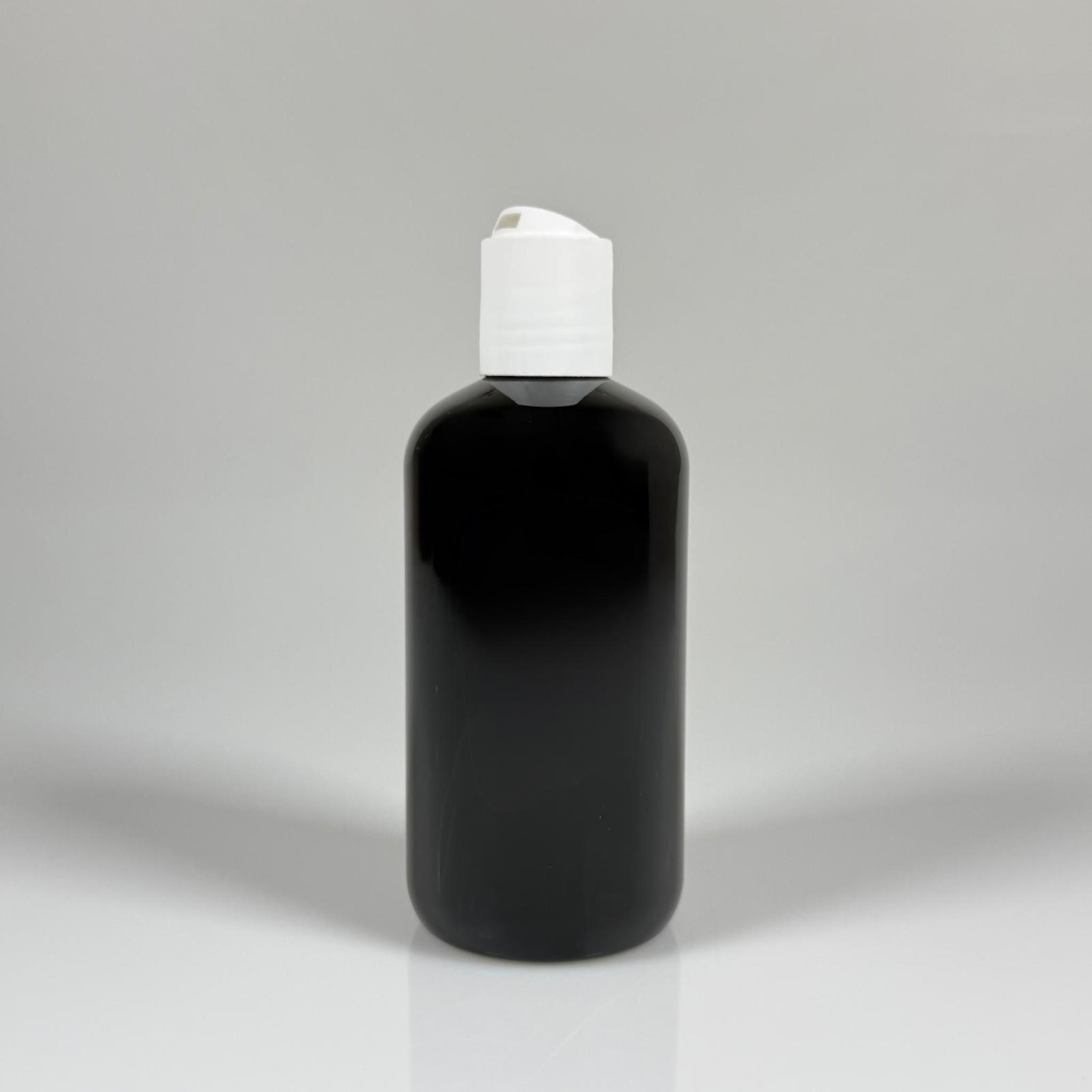 250 CC SİYAH PLASTİK ŞİŞE ZEYNEP MODEL - BEYAZ DİSKTOP AKITICILI KAPAKLI - 250 ML TOMBUL ŞAMPUAN PET ŞİŞE