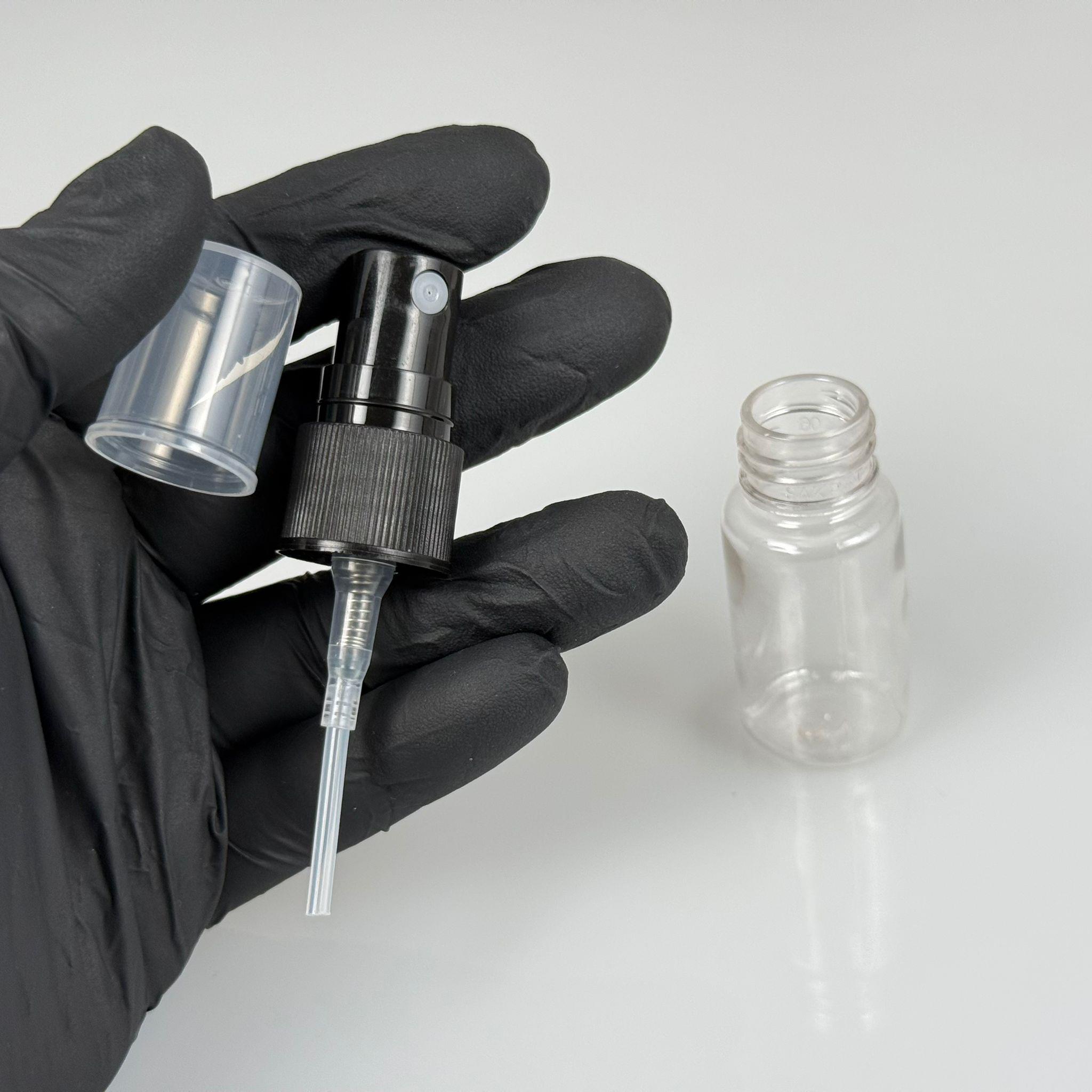 10 CC ŞEFFAF PET ŞİŞE - SİYAH SPREYLİ TESTER 10 ML PLASTİK ŞİŞE
