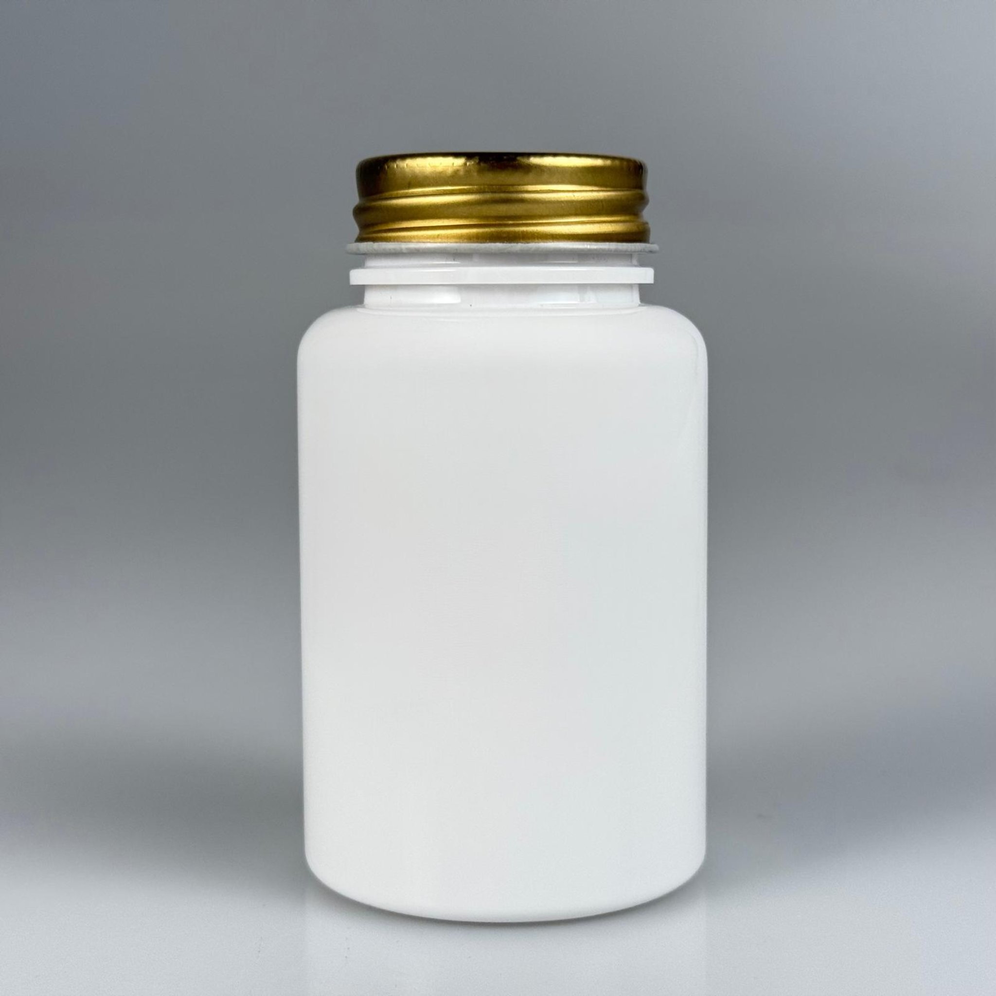 150 CC BEYAZ PET TABLET ŞİŞESİ - GOLD METAL KAPAKLI - 150 ML KAPSÜL KUTUSU - İLAÇ ŞİŞESİ - MEDİKAL HAP ŞİŞESİ - FARMASÖTİK KAVANOZ