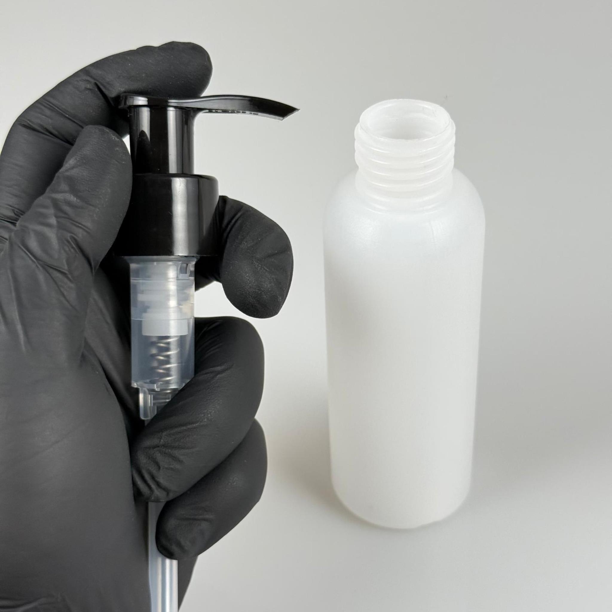 100 CC NATÜREL SERT POLİETİLEN ŞİŞE + SİYAH POMPALI ( 24 MM ) - 100 ML BEYAZ PLASTİK POMPALI SERT POLİETİLEN ŞİŞE  (YOĞUN KIVAMLI SIVILARDA TIKANMAZ)