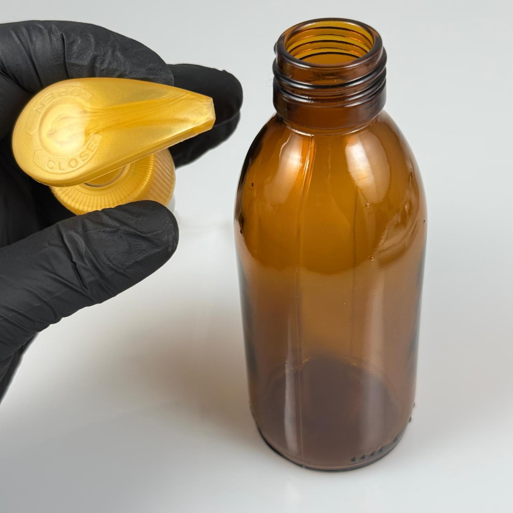 160 CC AMBER CAM ŞİŞE  - GOLD PLASTİK SIVI SABUN POMPALI TAKIM - 160 ML CAM SIVI LOSYON, YAĞ ŞİŞELERİ