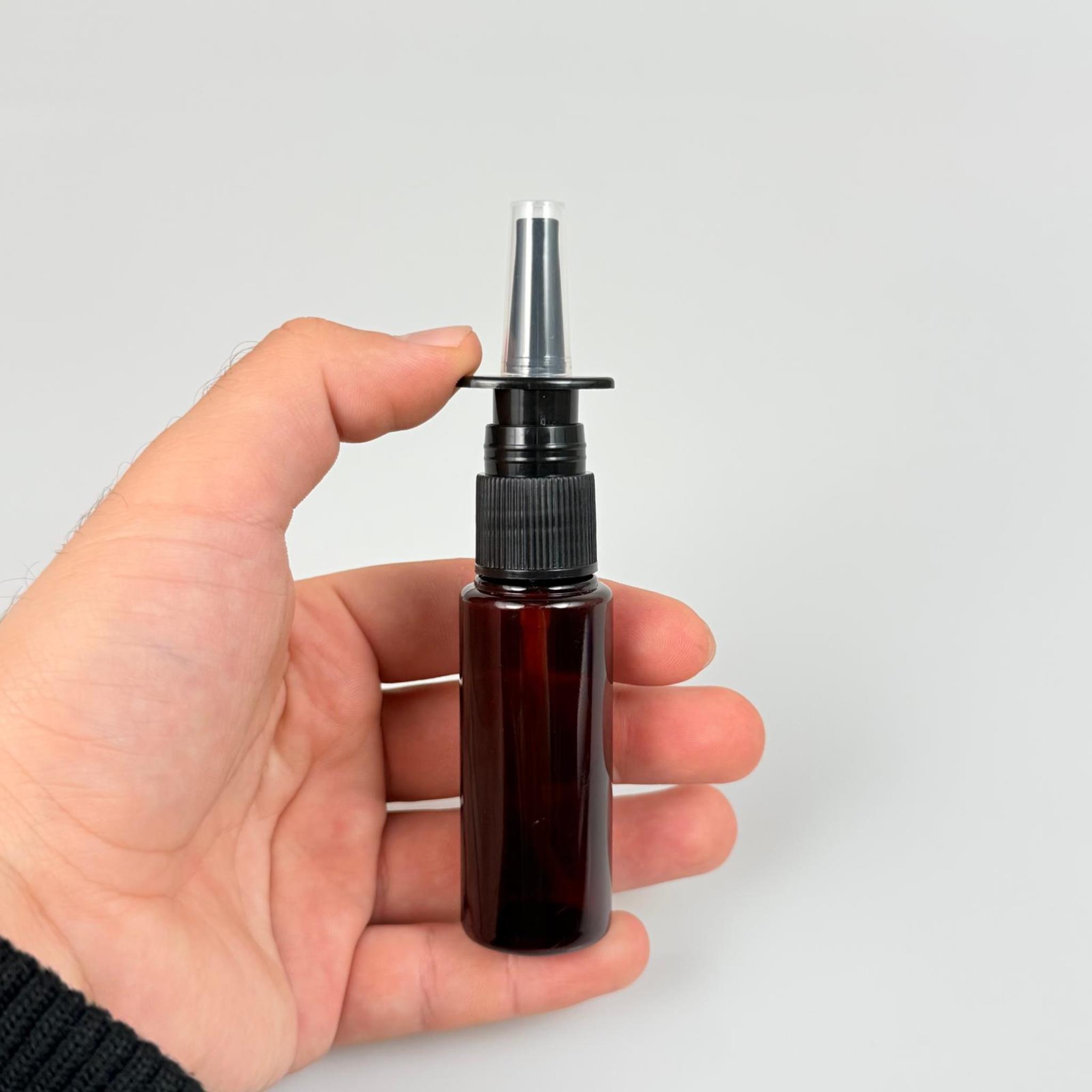 30 CC AMBER PET ŞİŞE- SİYAH NAZAL BURUN SPREYLİ 30 ML PLASTİK ŞİŞE