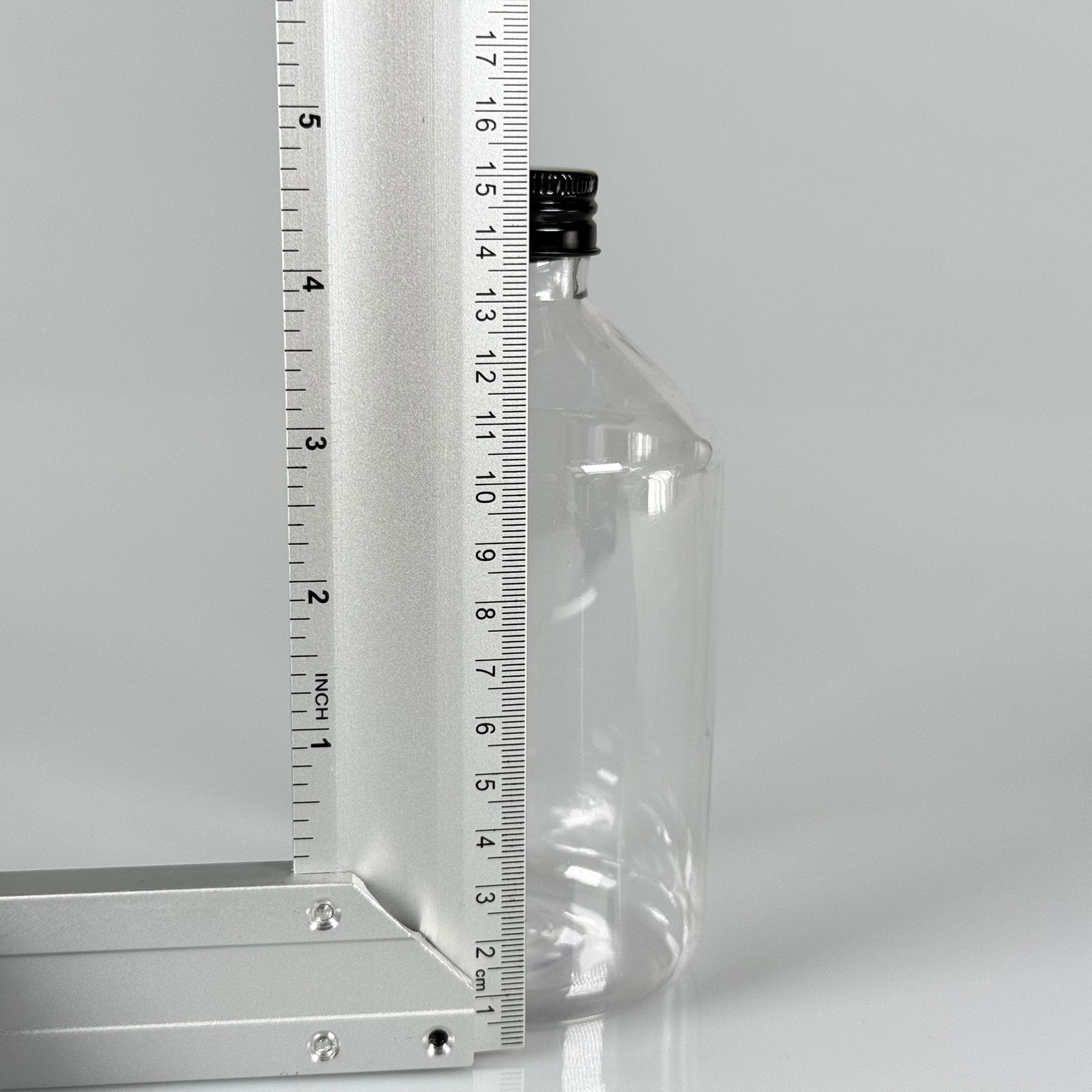 500 CC KÜT BOYUNLU ŞEFFAF PET ŞİŞE - SİYAH METAL ALÜMİNYUM KAPAKLI - 500 ML KALIN (30 gr) PET ŞİŞE