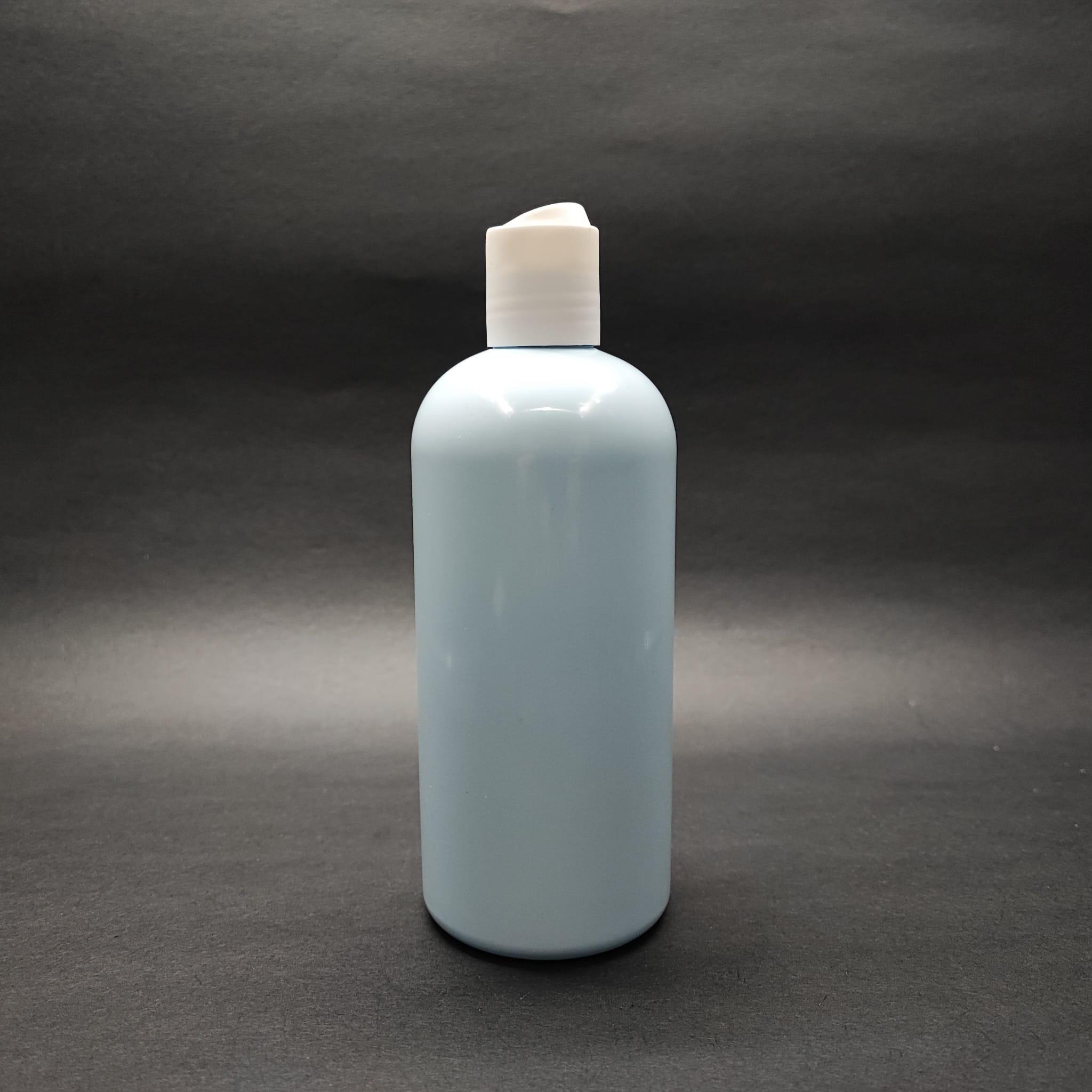 400 CC OVAL BOYUNLU SİLİNDİR PET ŞİŞE (30 GR) - BEYAZ DİSKTOP ŞAMPUAN KAPAKLI - 400 ML PLASTİK ŞİŞE - BEBEK MAVİSİ