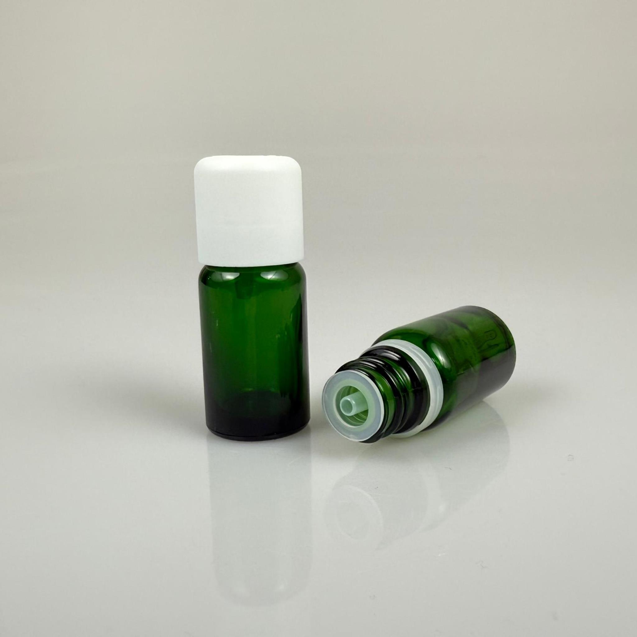 10 CC YEŞİL CAM ŞİŞE + İÇTEN DAMLALIKLI ÇOCUK KİLİTLİ BEYAZ KAPAK - YEŞİL 10 ML KİLİT KAPAKLI DAMLATMALI ŞİŞE