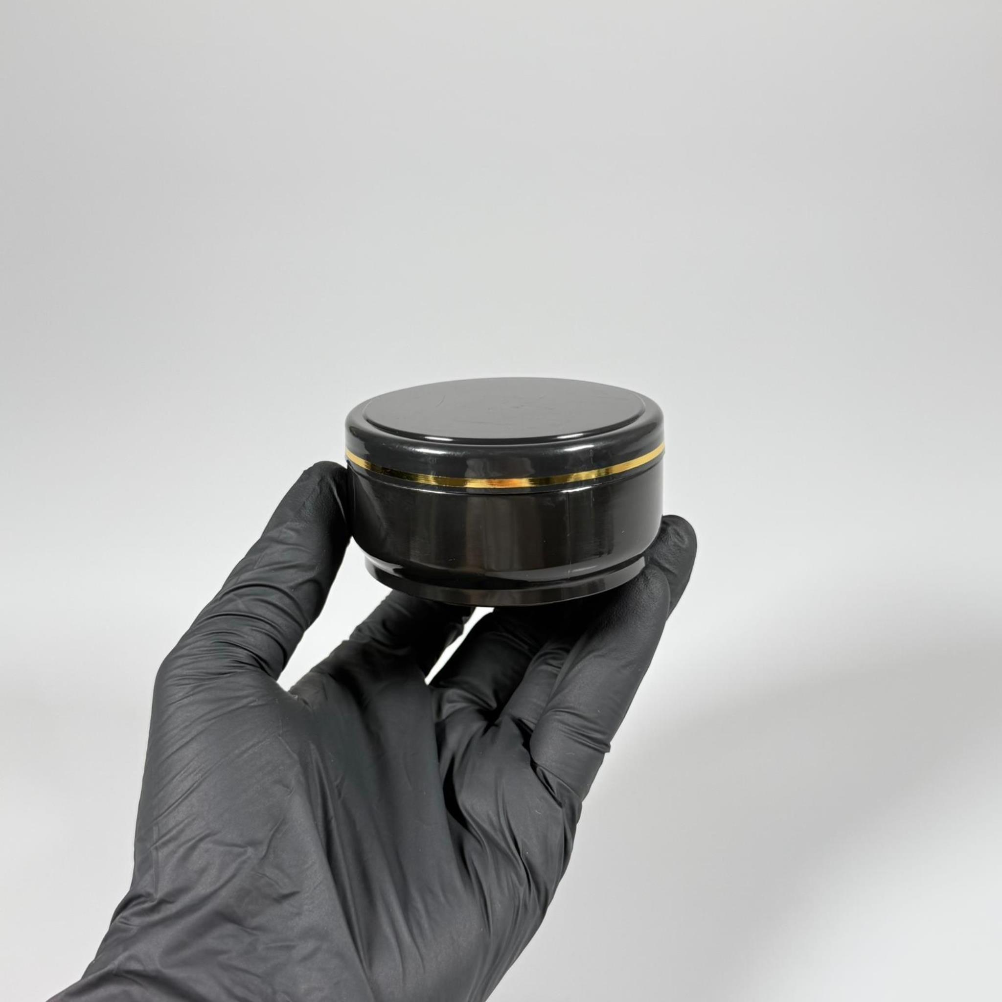 50 CC PİTY ÇİFT CİDARLI KREM KAVANOZU - KAPAKLI - SİYAH - GOLD YALDIZLI KREM KUTUSU - KOZMETİK AMBALAJ