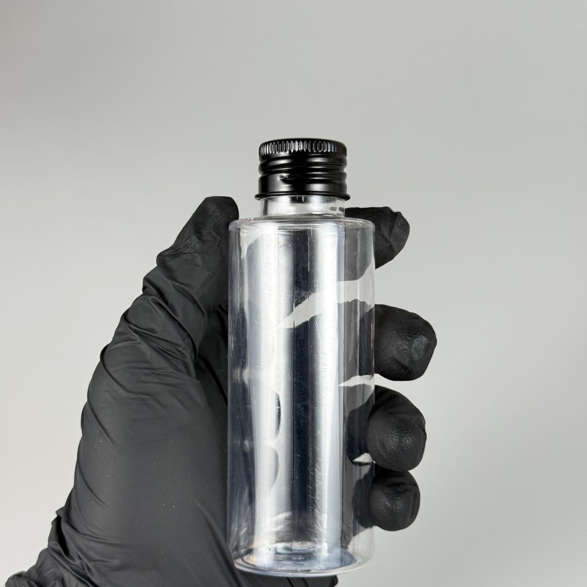 100 CC SİLİNDİR KESKİN KÜT MODEL SERT (17 GR) PET KOLONYA ŞİŞESİ 24 AĞIZ + KÖPÜK CONTALI SİYAH METAL ALÜMİNYUM KAPAK TAKIM - 100 ML KAPAKLI PLASTİK ŞİŞELER