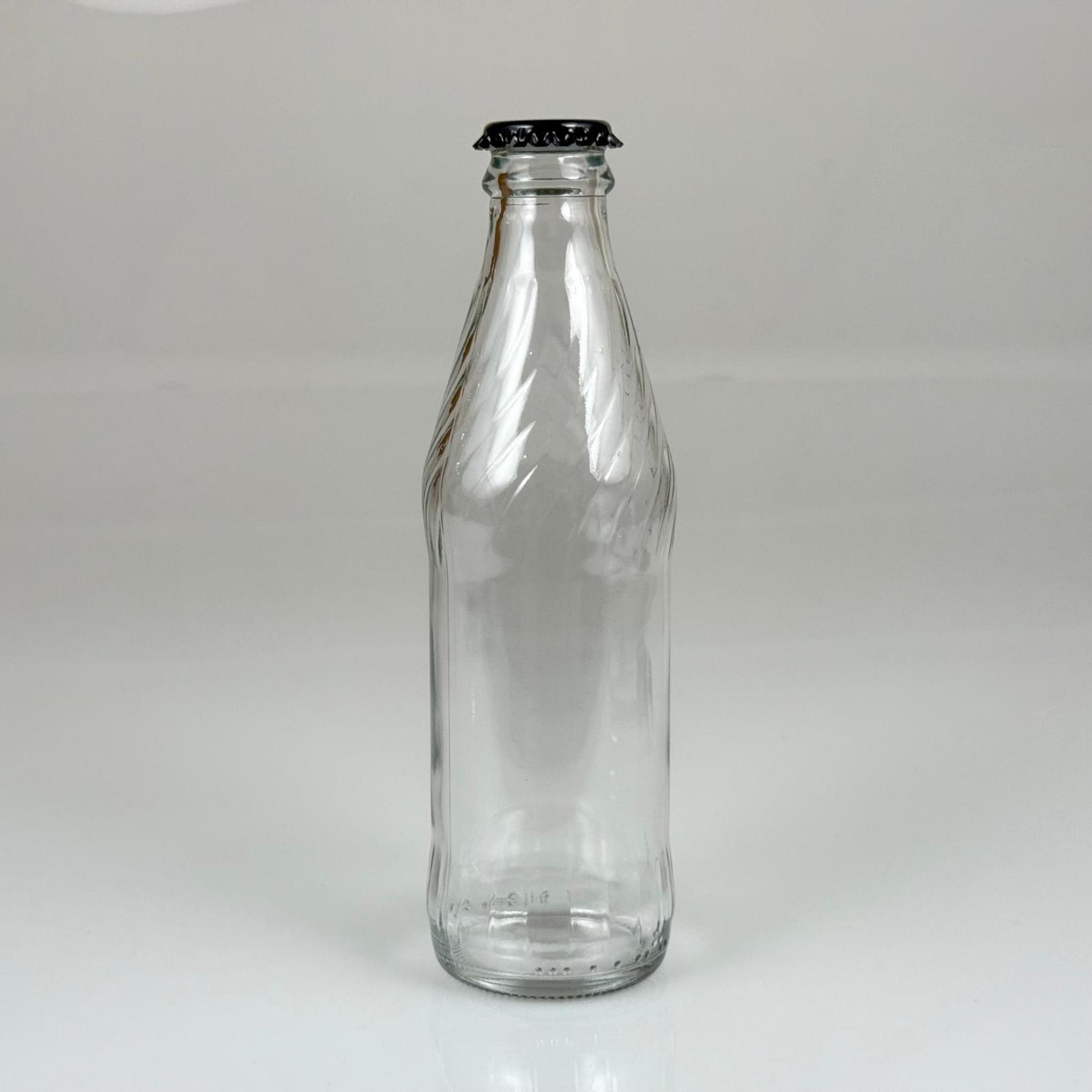 250 CC ŞEFFAF CAM GAZOZ ŞİŞESİ - SİYAH KAPAKLI - 250 ML SODA ŞİŞESİ - ŞİŞE VE KAPAK AYRI GELİR