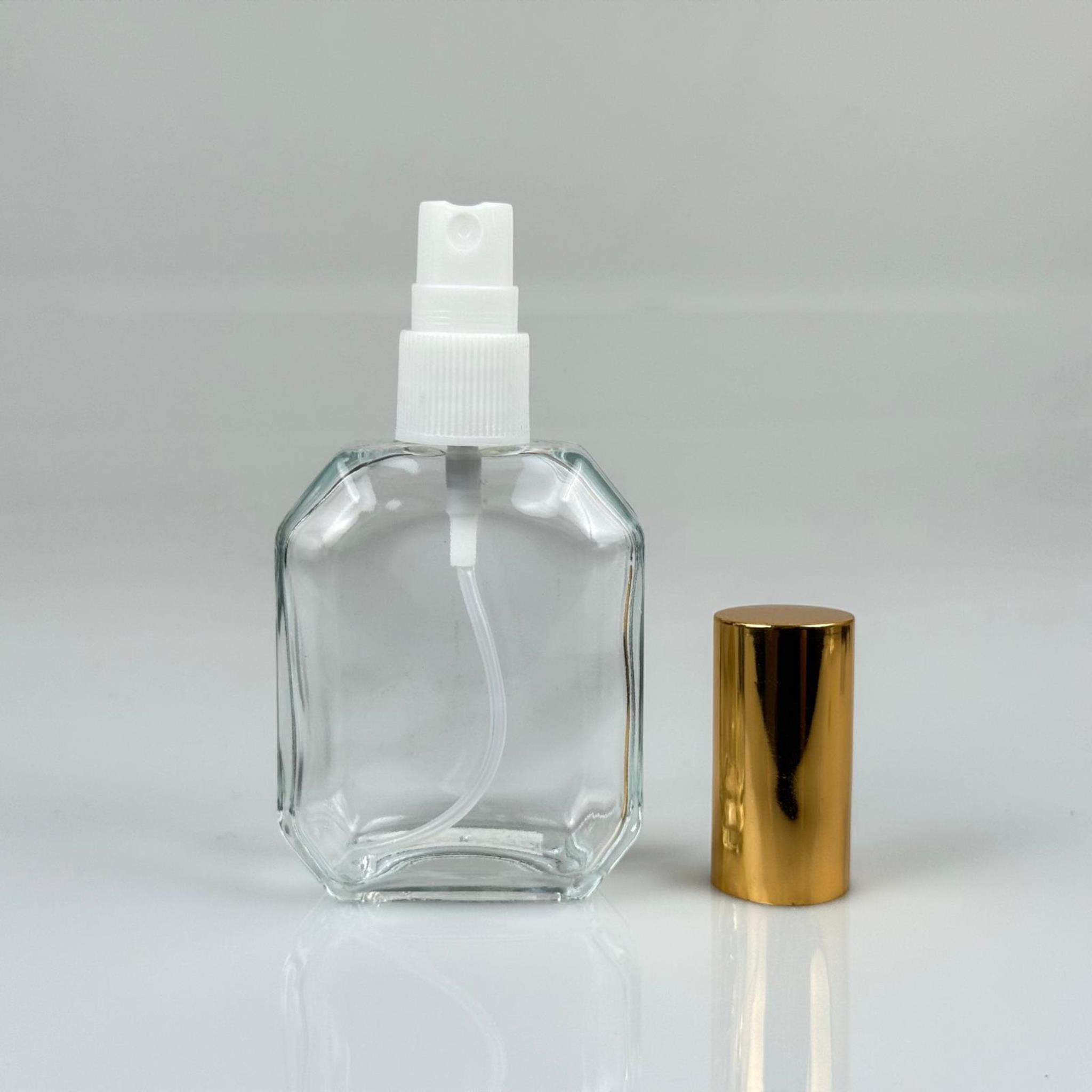 50 ML CAM KOLONYA, PARFÜM VB ŞİŞELERİ - METAL ALÜMİNYUM GOLD KAPAK + VİDALI SPREY + 50 CC KAZABLANKA ŞEFFAF ŞİŞE SET TAKIM
