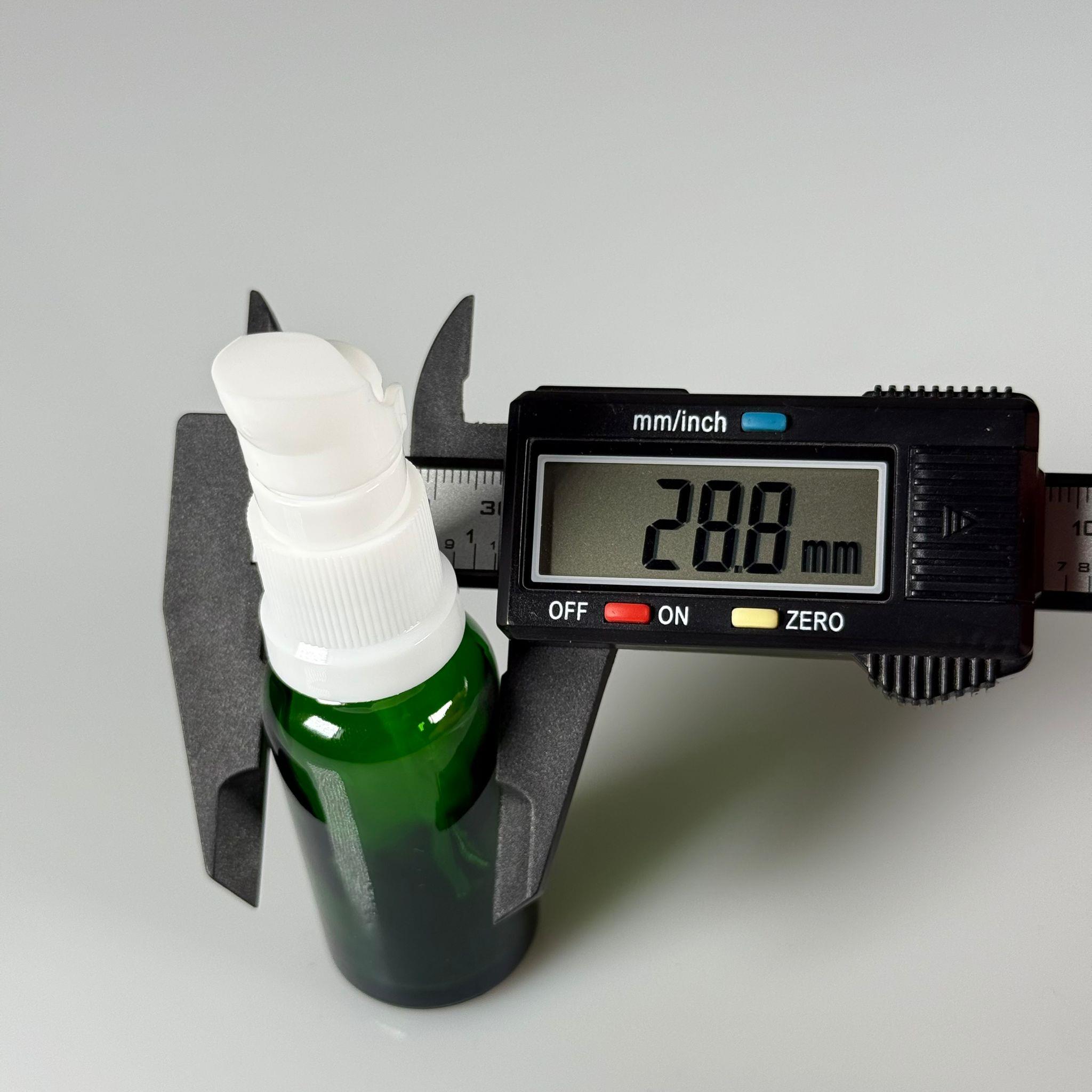 20 CC YEŞİL CAM ŞİŞE - SIZDIRMAZ ETEKLİ BEYAZ LOSYON POMPALI TAKIM - 20 ML LOSYON ŞİŞESİ - YAĞ, KREM GİBİ YOĞUN KIVAMLI SIVILAR İÇİN CAM AMBALAJ