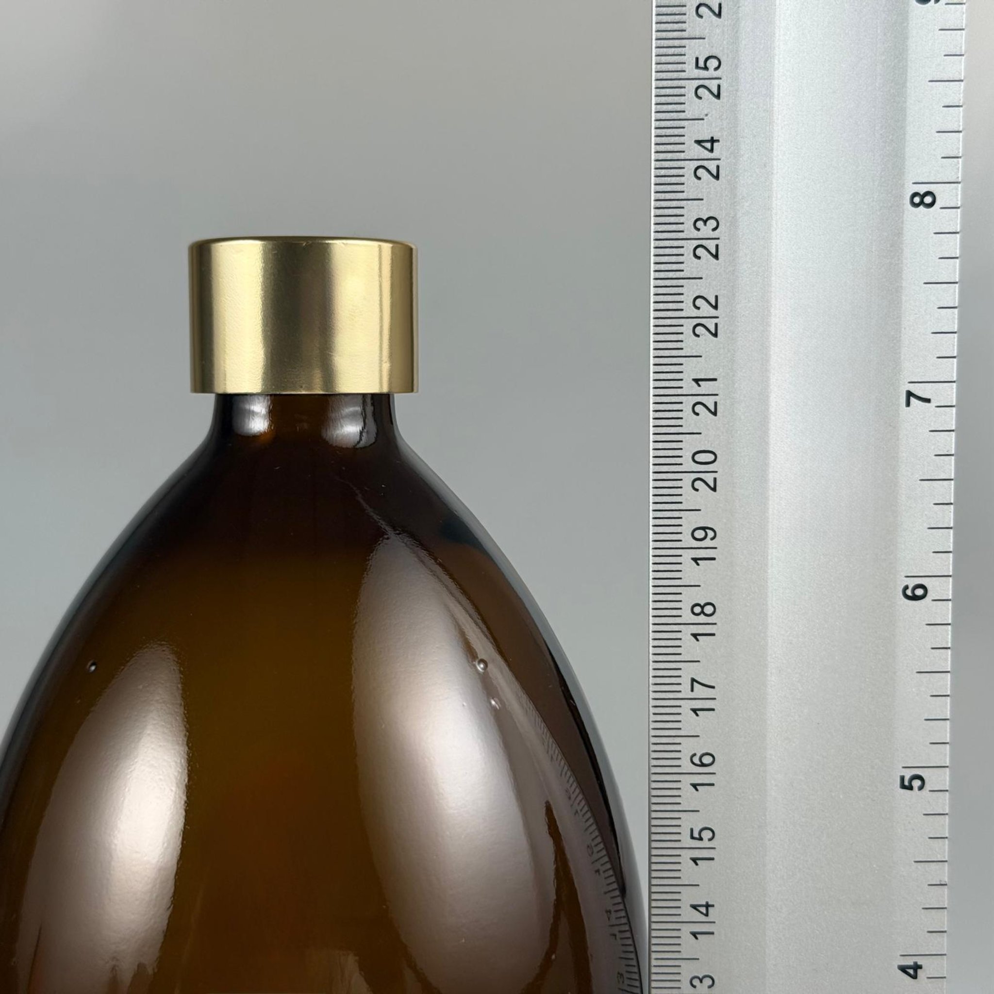1000 CC AMBER CAM ŞİŞE + ALÜMİNYUM KAPLAMALI GOLD KAPAKLI TAKIM - 1000 ML KAHVERENGİ CAM ŞİŞE