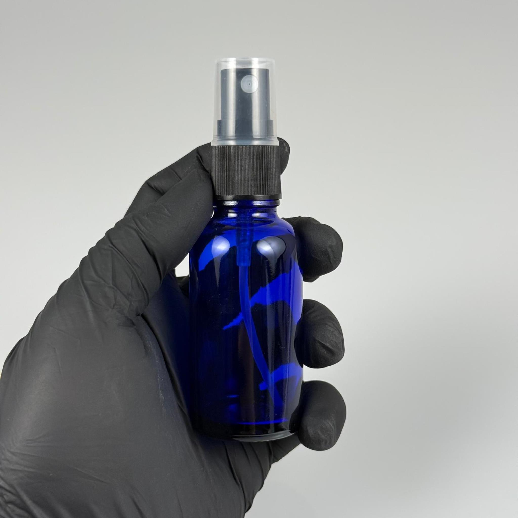 30 CC MAVİ CAM ŞİŞE - SİYAH SPREYLİ TAKIM - 30 ML SİYAH SPREYLİ MAVİ CAM ŞİŞE