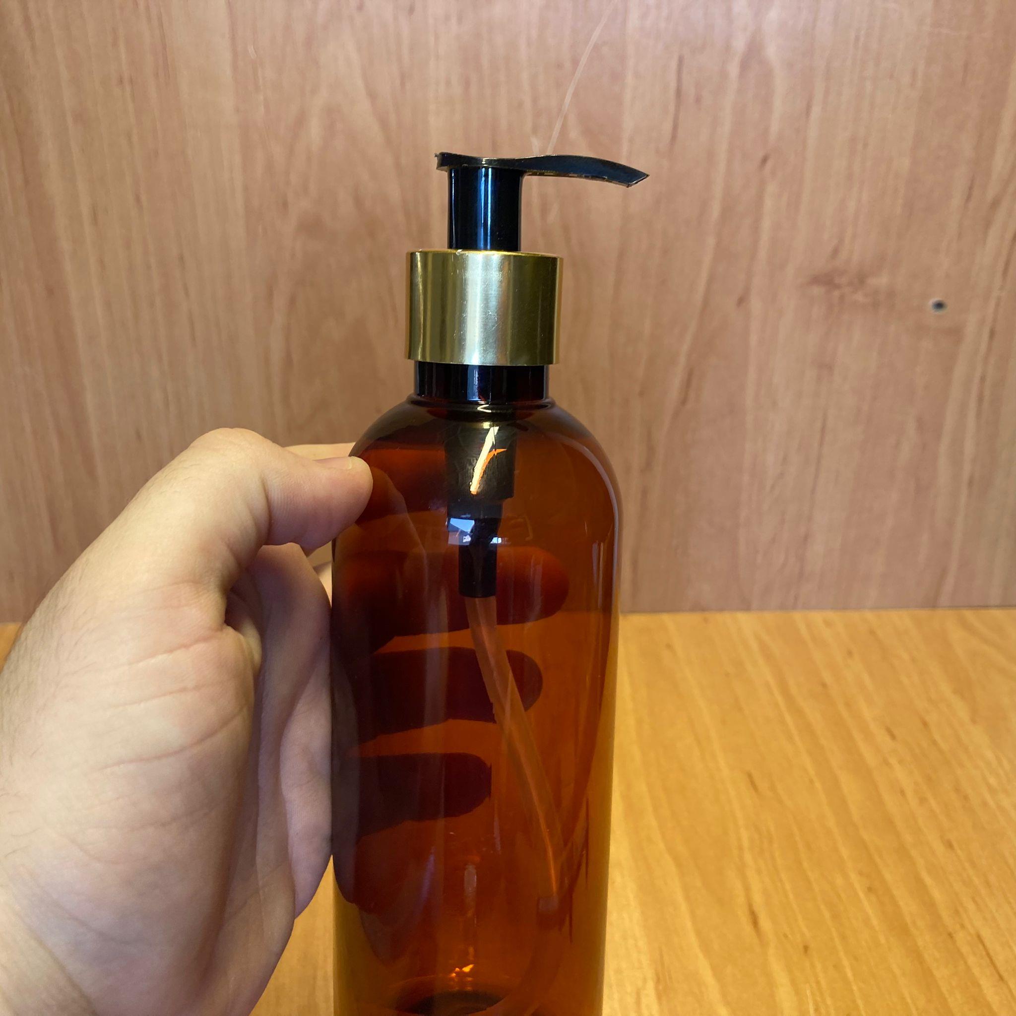 400 CC AMBER PLASTİK ŞİŞE - GOLD POMPALI - 400 ML KAHVERENGİ BOŞ PLASTİK ŞİŞE