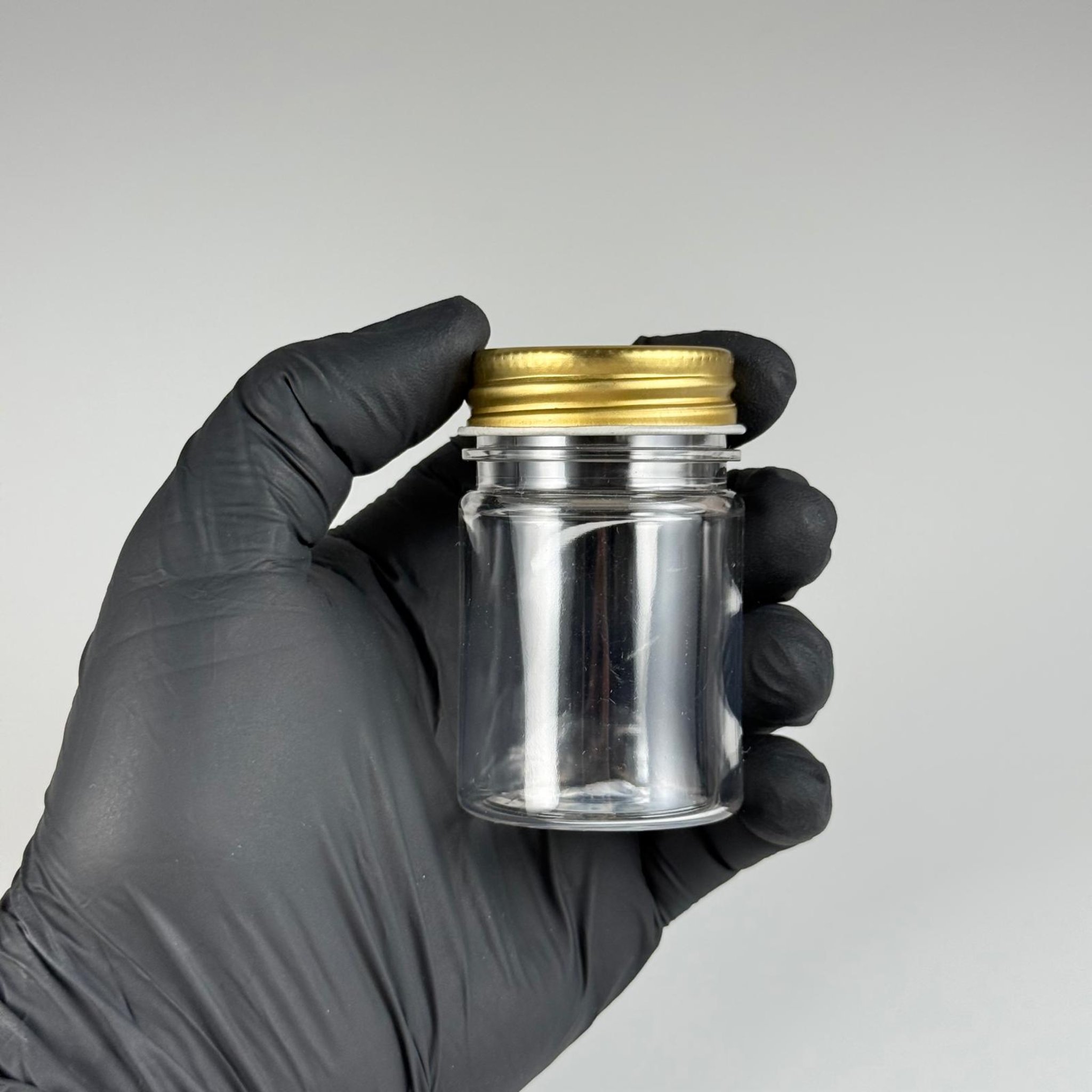 50 CC PET ŞİŞE GENİŞ AĞIZLI  - GOLD METAL KAPAKLI - 50 ML PLASTİK NUMUNE KAVANOZU, MİNİ TABLET KAVANOZU