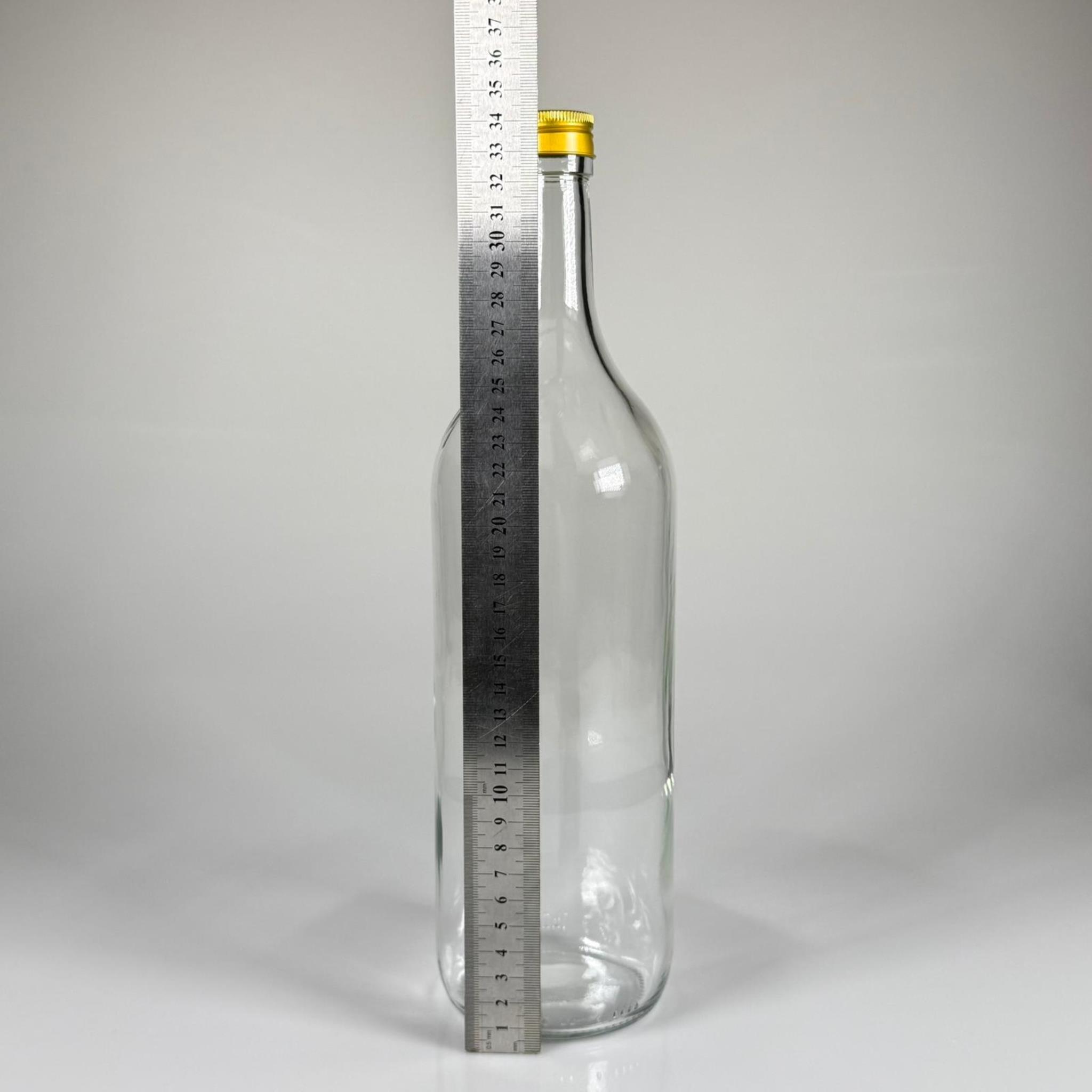 1500 CC ŞEFFAF CAM ŞİŞE - GOLD METAL ALÜMİNYUM KAPAKLI - 1500 ML YAĞ ŞİŞESİ - SİRKE ŞİŞESİ - 1,5 LİTRE CAM ŞİŞE