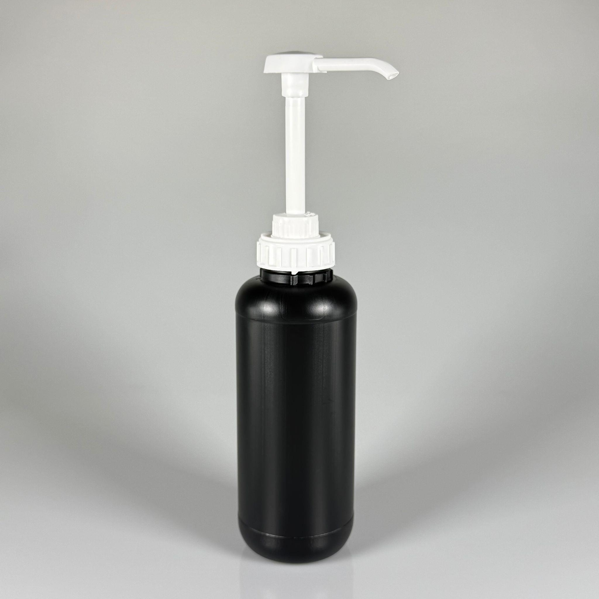 SOS, KETÇAP, ŞURUP, KİMYASAL, JEL VB İÇİN BOŞ DOZAJLI POMPALI POLİETİLEN PLASTİK ŞİŞE - 1000 CC SİYAH