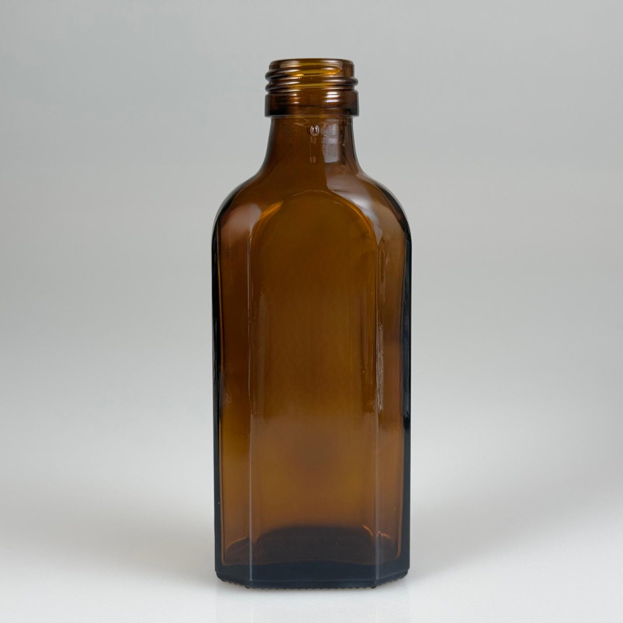 100 CC AMBER YASSI CAM ŞİŞE KAPAKSIZ (25 AĞIZ) - 100 ML YASSI ECZA ŞİŞESİ - İLAÇ ŞİŞESİ