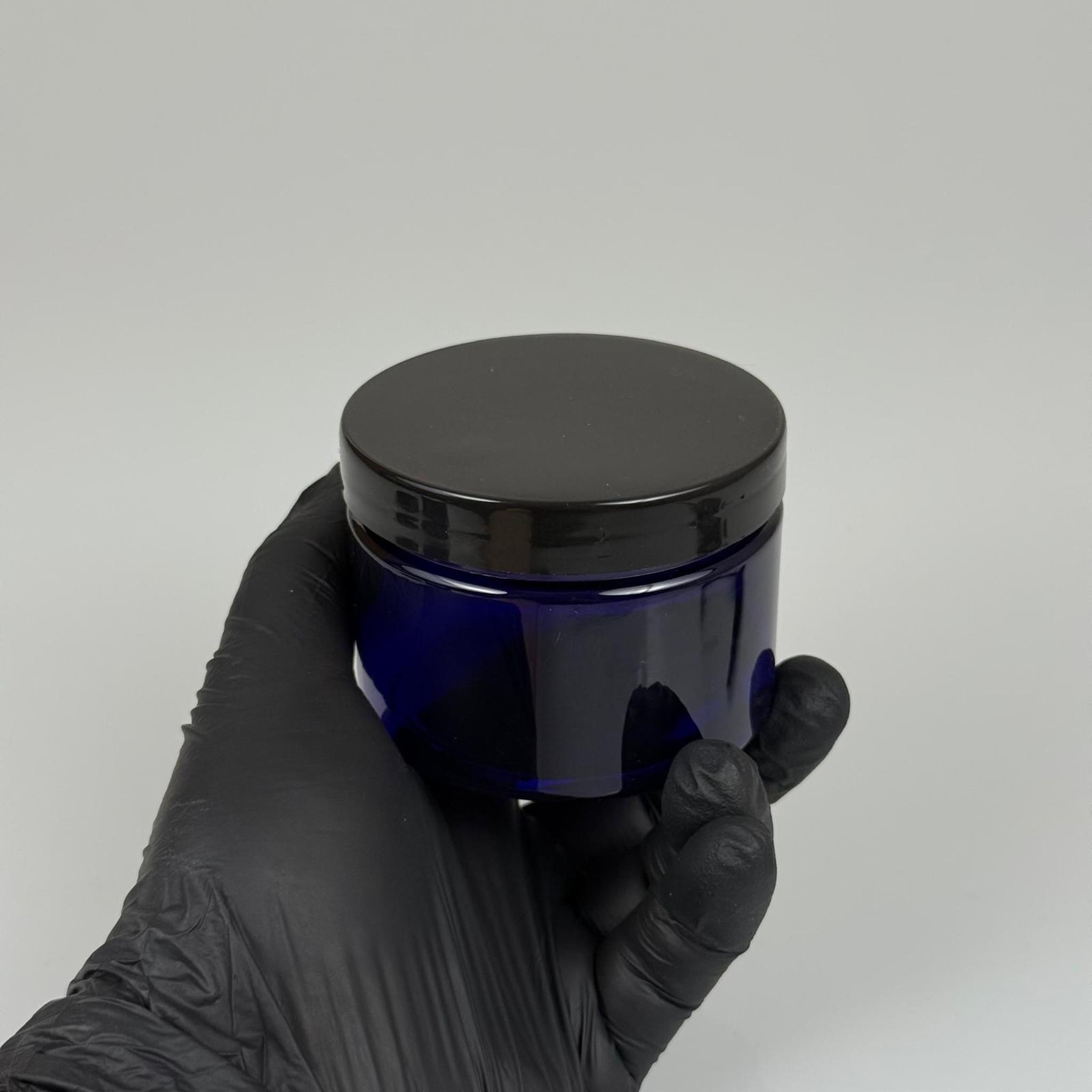 150 ML SERT PET KAVANOZ + SİYAH PLASTİK KAPAK + İÇ TIPA - 150 CC KALIN MAVİ PLASTİK KAVANOZ SİYAH PLASTİK KAPAKLI İÇ TIPALI TAKIM - KREM KAVANOZLARI