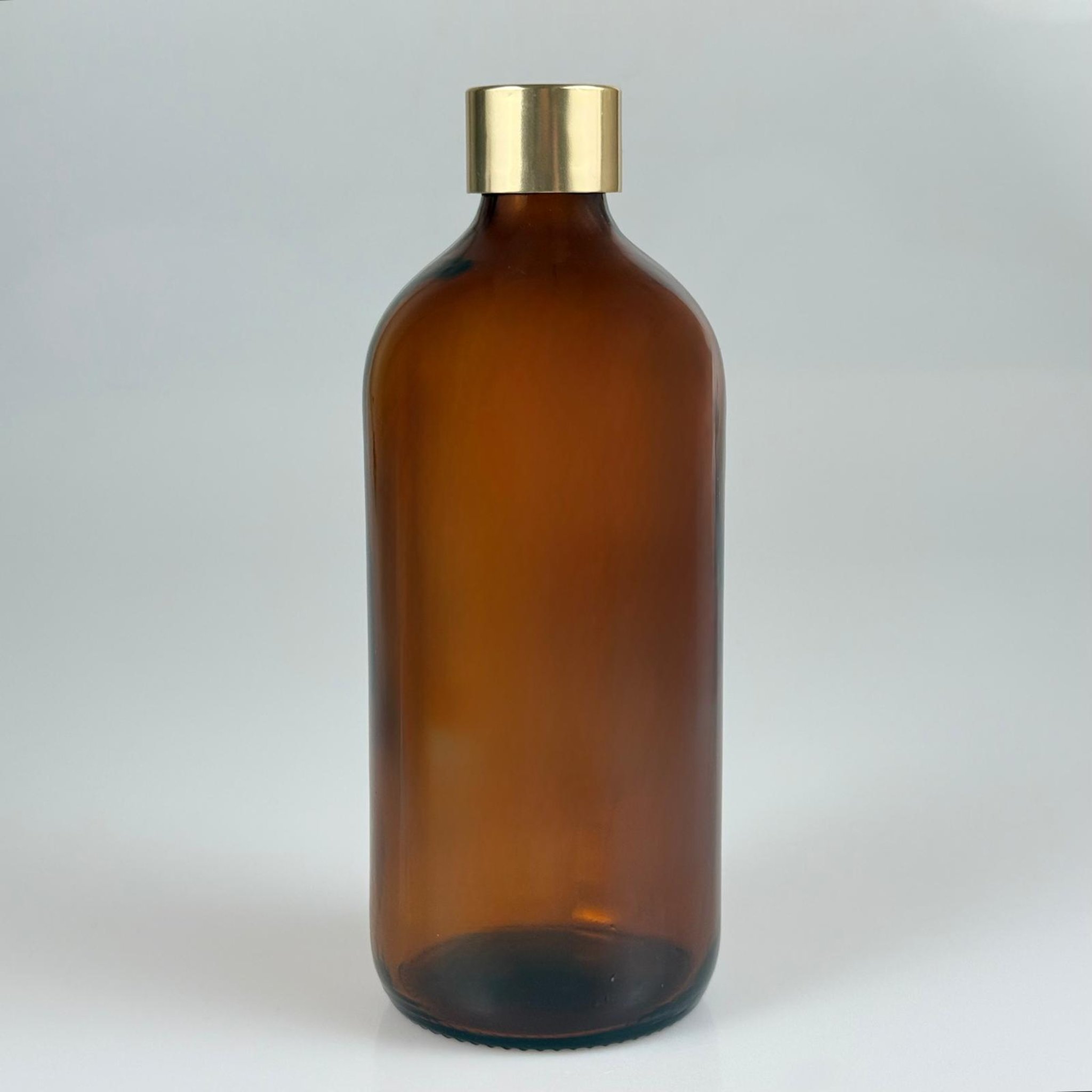 500 CC AMBER CAM ŞİŞE  + ALÜMİNYUM KAPLAMALI GOLD KAPAKLI TAKIM - 500 ML KAHVERENGİ CAM ŞİŞE