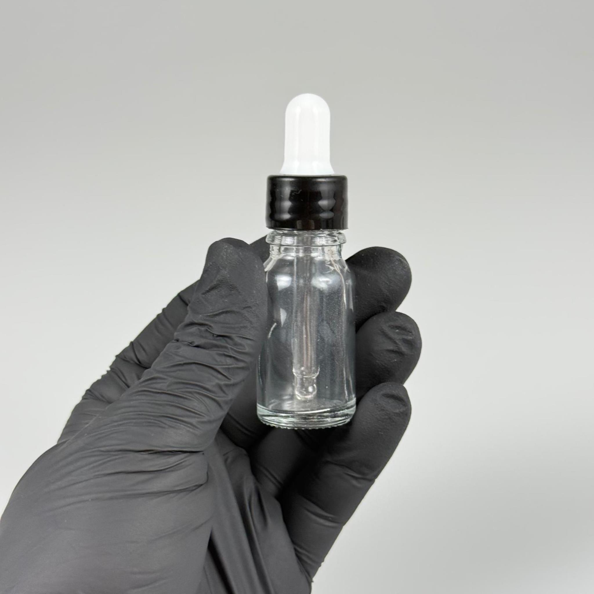 10 CC ŞEFFAF CAM DAMLALIKLI ŞİŞE - BEYAZ EMZİK + SİYAH DÜZ KAPAK + CAM PİPET TAKIM - 10 ML DAMLALIKLI ŞİŞE SETİ