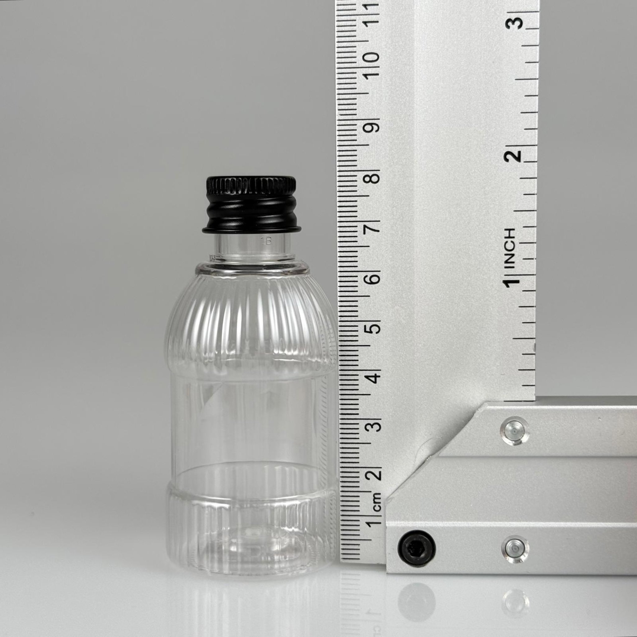 50 CC MANDALİNA MODEL PET ŞİŞE + KÖPÜK CONTALI SİYAH ALÜMİNYUM METAL KAPAKLI TAKIM - 50 ML TOMBUL PET ŞİŞE