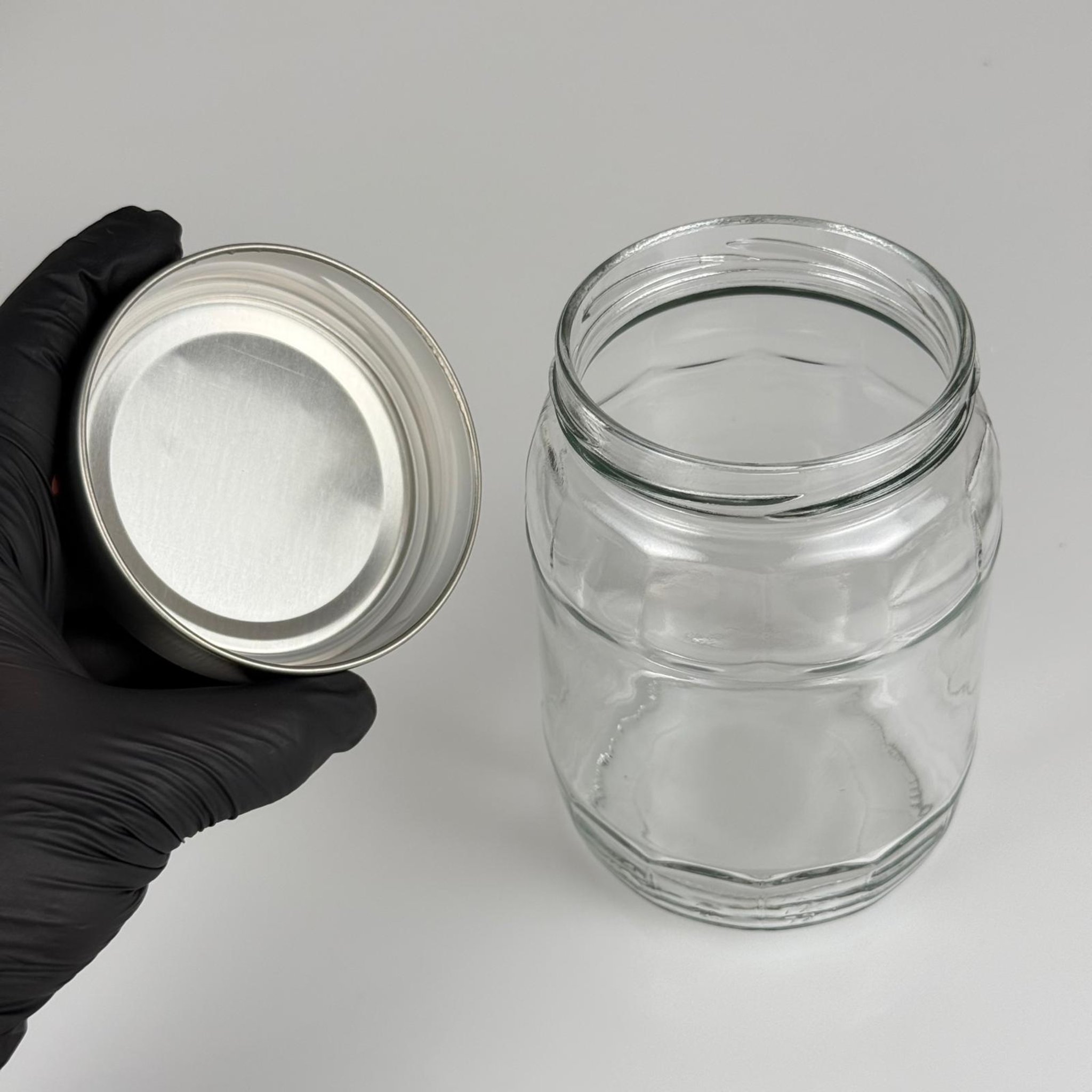 720 CC FIÇI CAM KAVANOZ - DERİN GÜMÜŞ LÜKS METAL KAPAKLI - 720 ML BAL KAVANOZU
