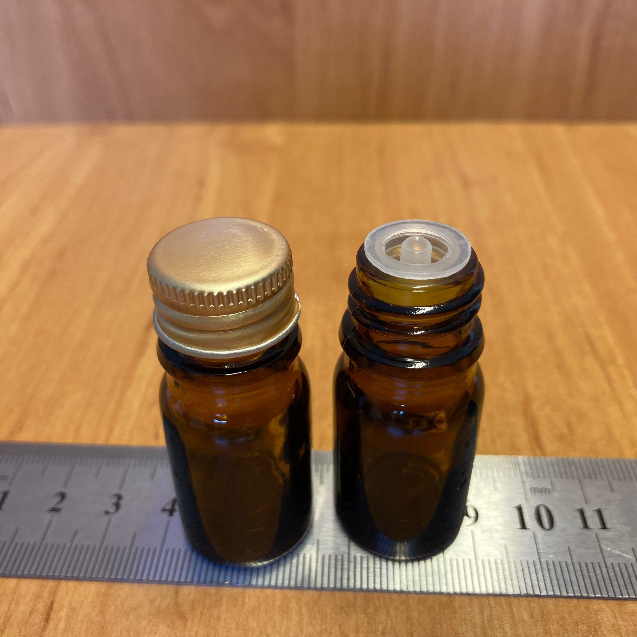 5 CC AMBER İÇTEN DAMLALIKLI - GOLD METAL KAPAKLI CAM ŞİŞE - 5 ML KOLONYA TIPALI CAM ŞİŞE