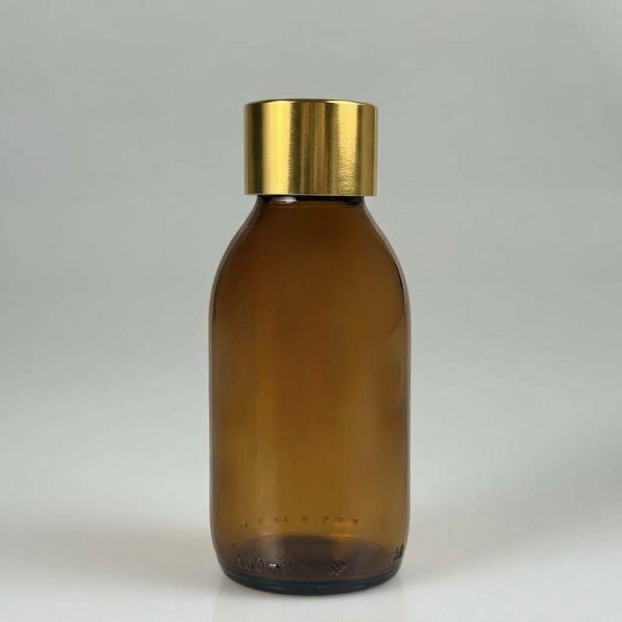 100 CC AMBER CAM ŞİŞE  + ALÜMİNYUM KAPLAMALI GOLD KAPAKLI TAKIM - 100 ML KAHVERENGİ CAM ŞİŞE