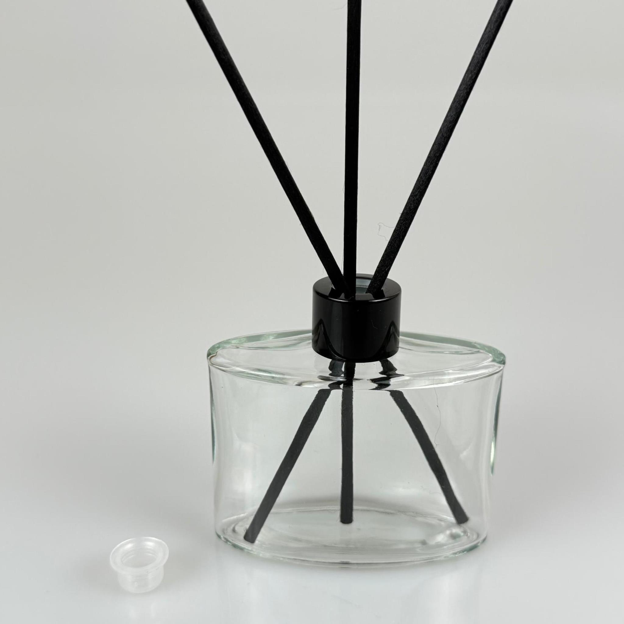 YASSI MODEL CAM BAMBU ODA KOKUSU ŞİŞESİ + METAL SİYAH KAPAK + TIPA + 3 ADET FİBER BAMBU ÇUBUK - 50 ML SET TAKIM - HEDİYELİK PROMOSYON DİFFUSER ŞİŞELERİ