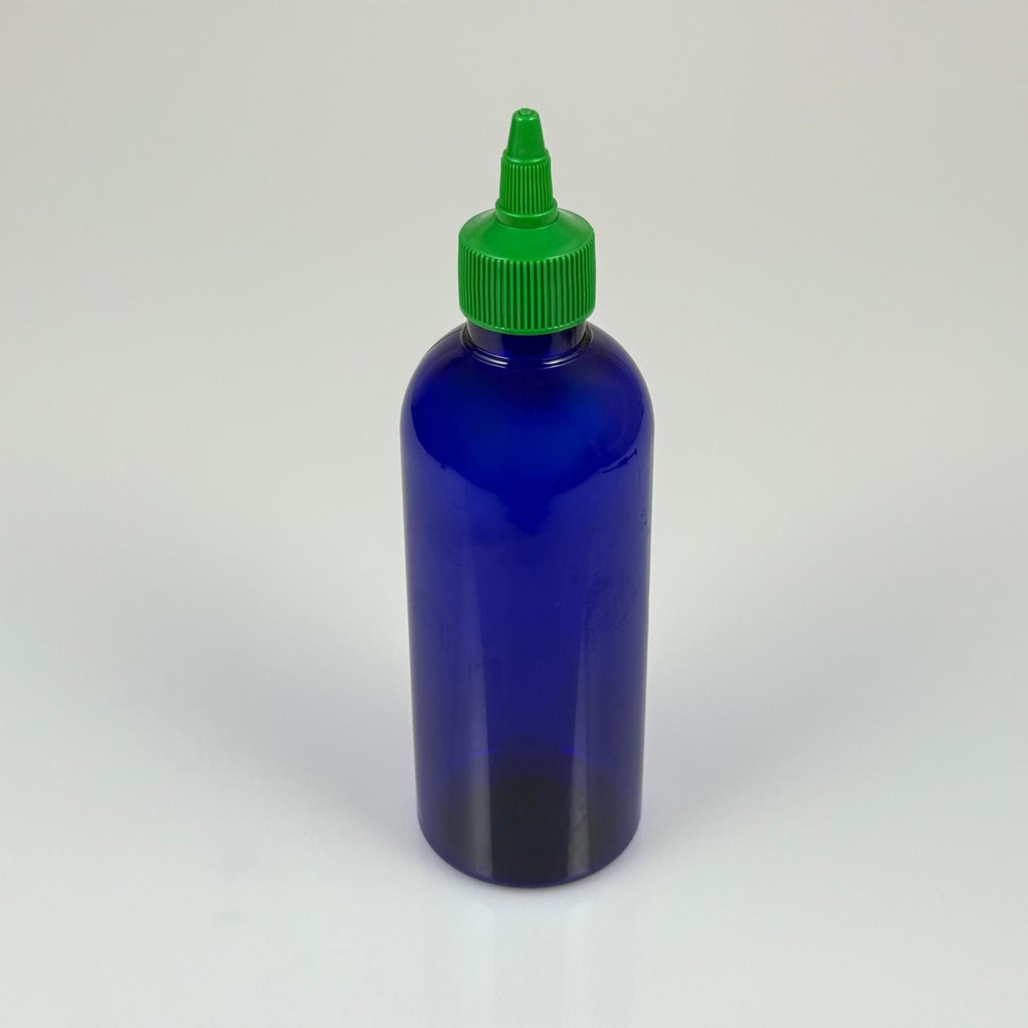 ZEYTİNYAĞI, SOS, ACI SOS, SİRKE, SRIRACHA VB BOŞ ŞİŞELERİ - YEŞİL SİVRİ TWİST AKITICI KAPAK + 400 ML MAVİ PET PLASTİK ŞİŞE TAKIM