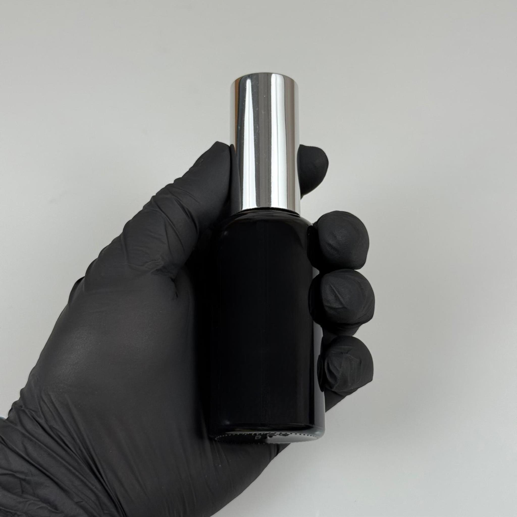 50 ML LÜKS VİDALI VALF ÇEVİRME PARFÜM ŞİŞELERİ - 50 CC SİYAH CAM ŞİŞE - GÜMÜŞ METAL SPREYLİ KAPAKLI SET